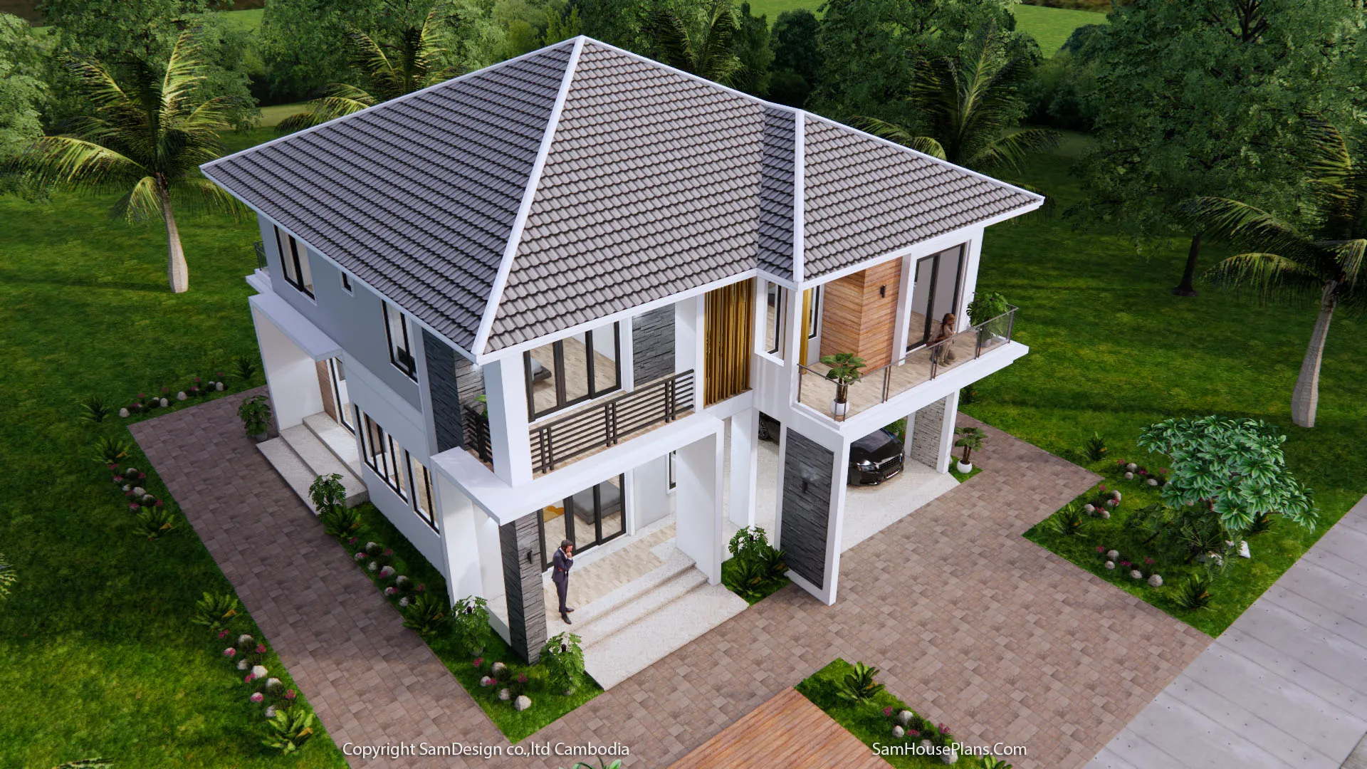 36x40 Modern House Plan 11x12 Meter 4 Beds 4 Baths