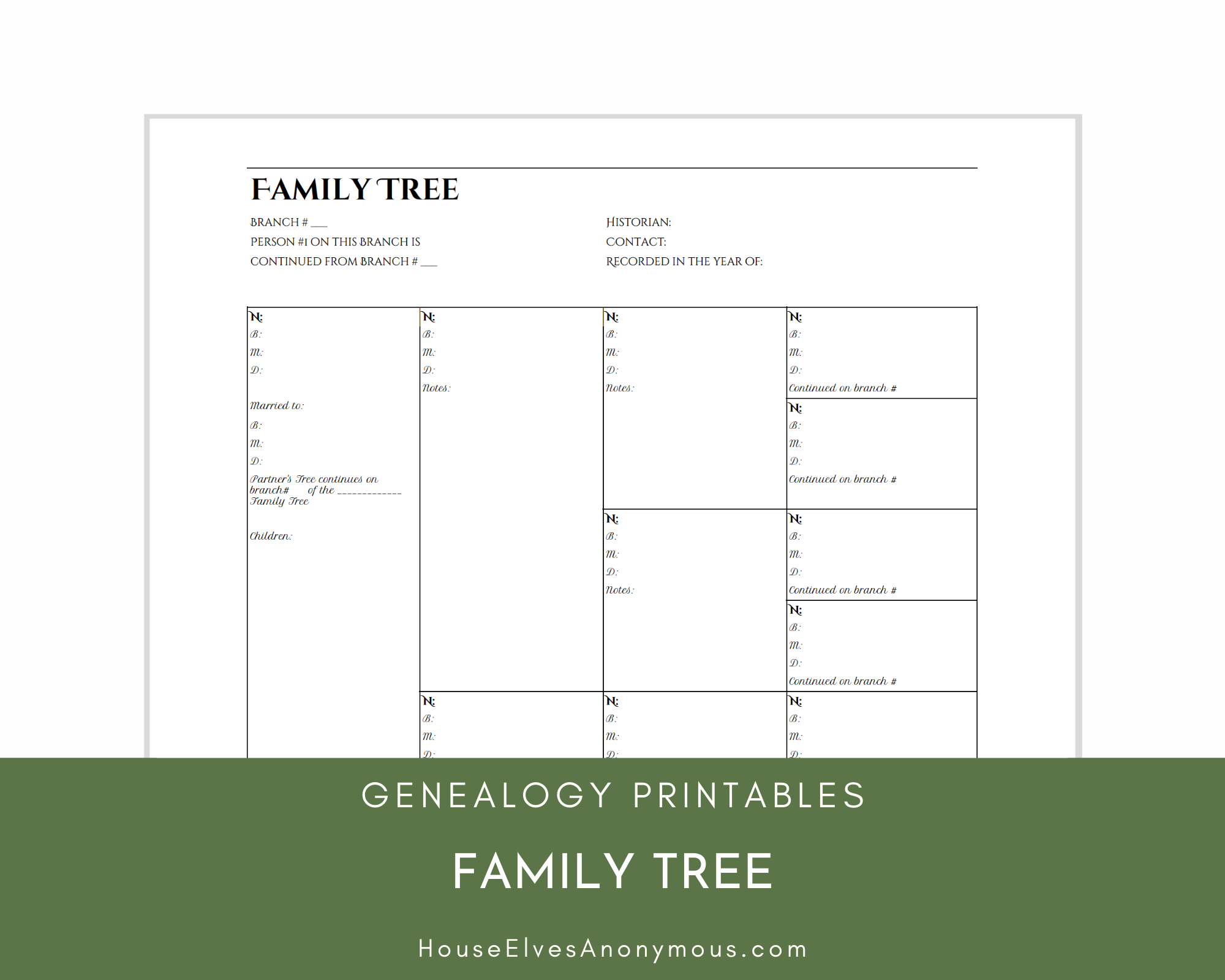 4 Generation Family Tree Chart One Sheet