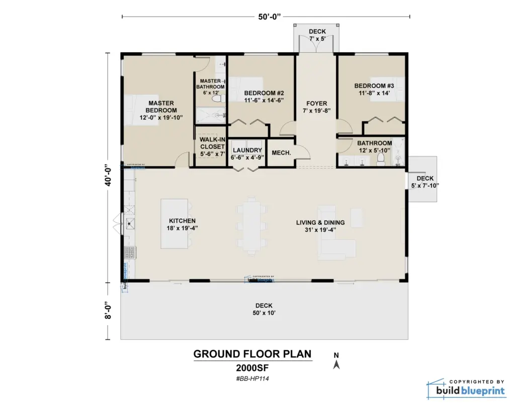 40 X 50 Lean Cottage Architectural Plans