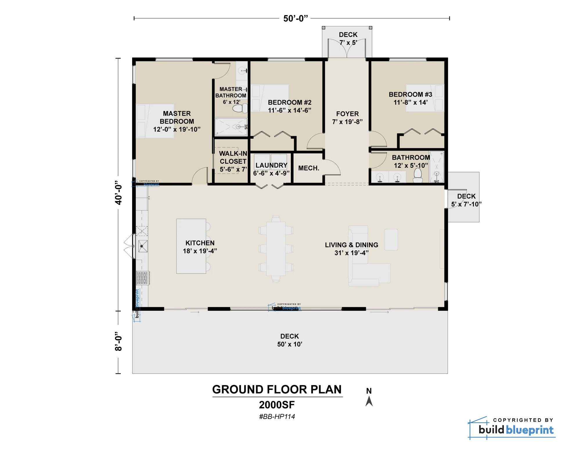 40 X 50 Lean Cottage Architectural Plans