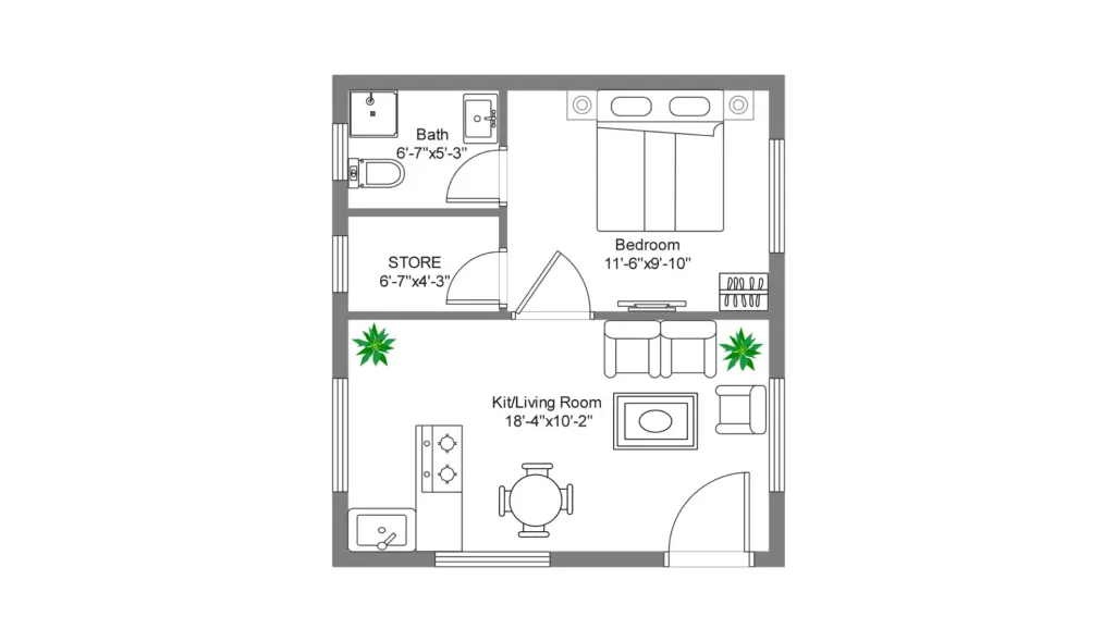 400 Sq Ft One Bedroom House Plan