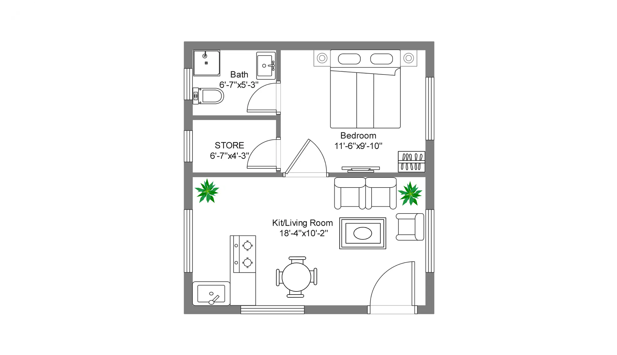 400 Sq Ft One Bedroom House Plan