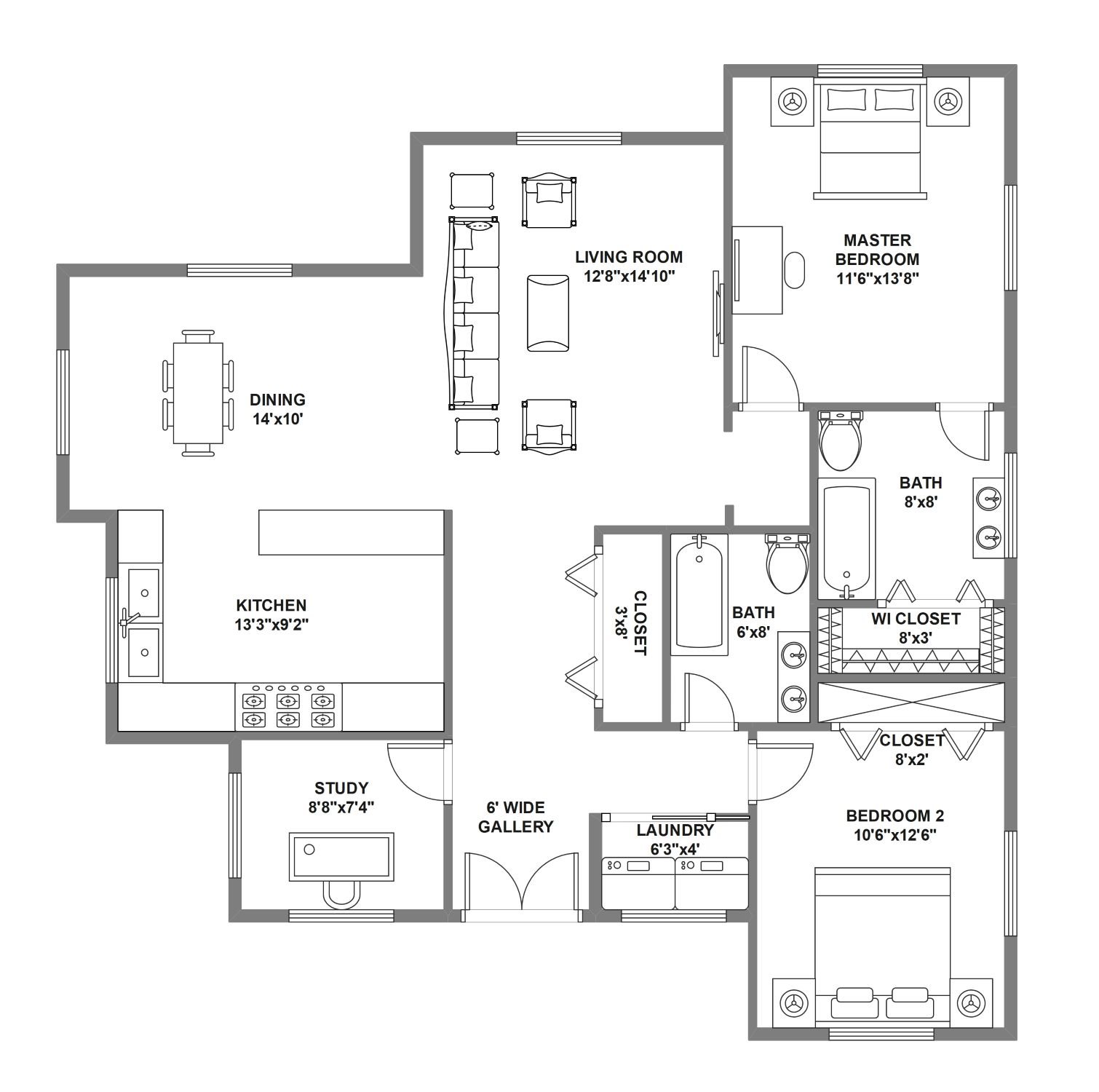 40x40 Ft Floor Plan