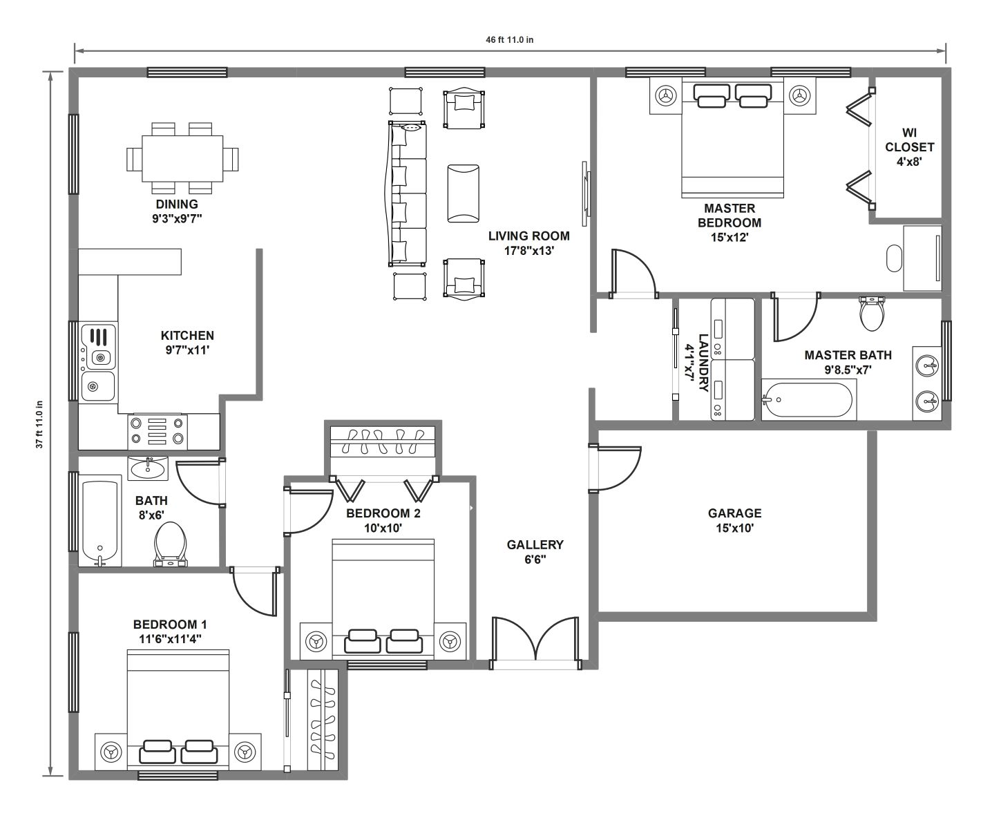 40x40 Ft Floor Plan