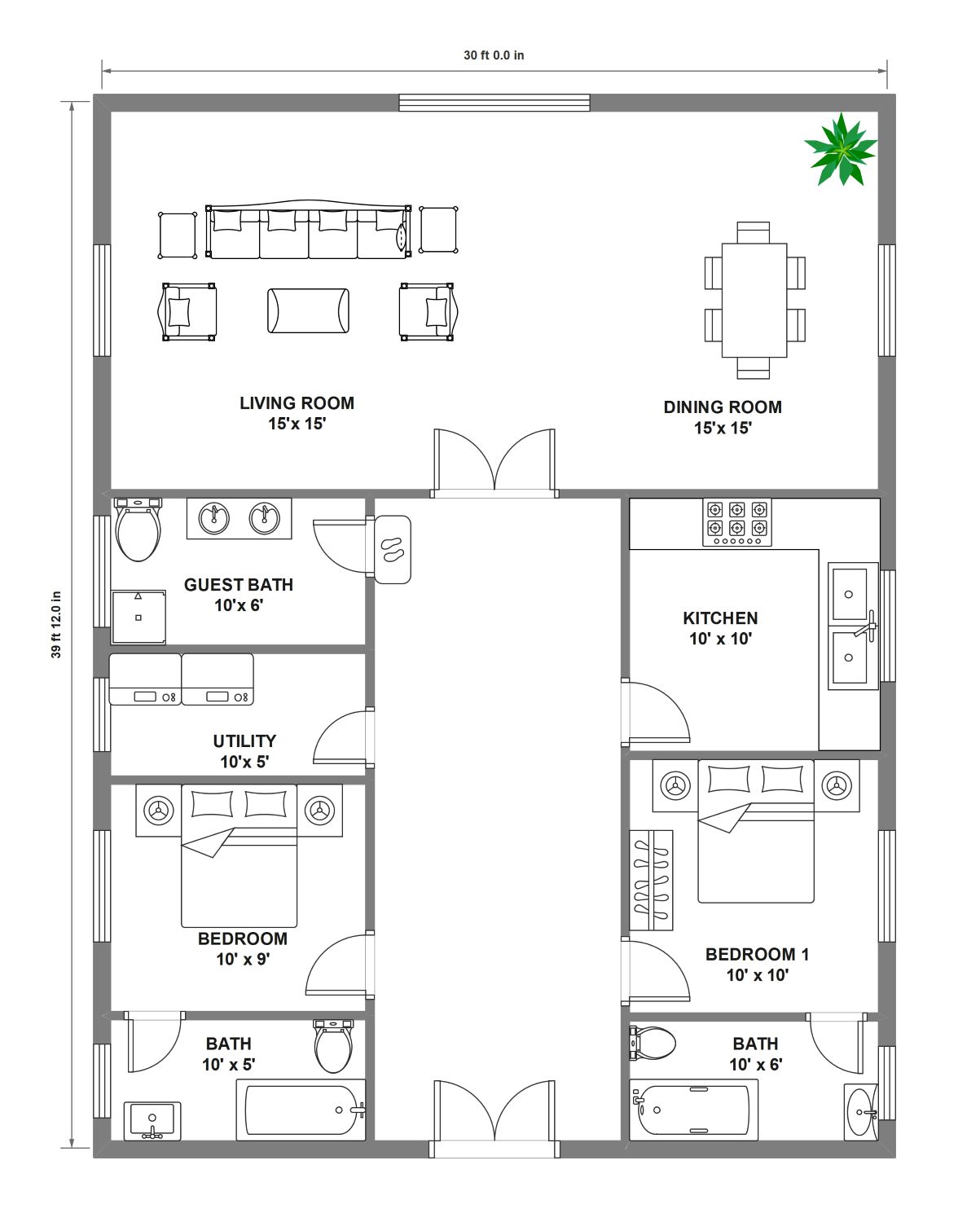40x40 Ft Floor Plan