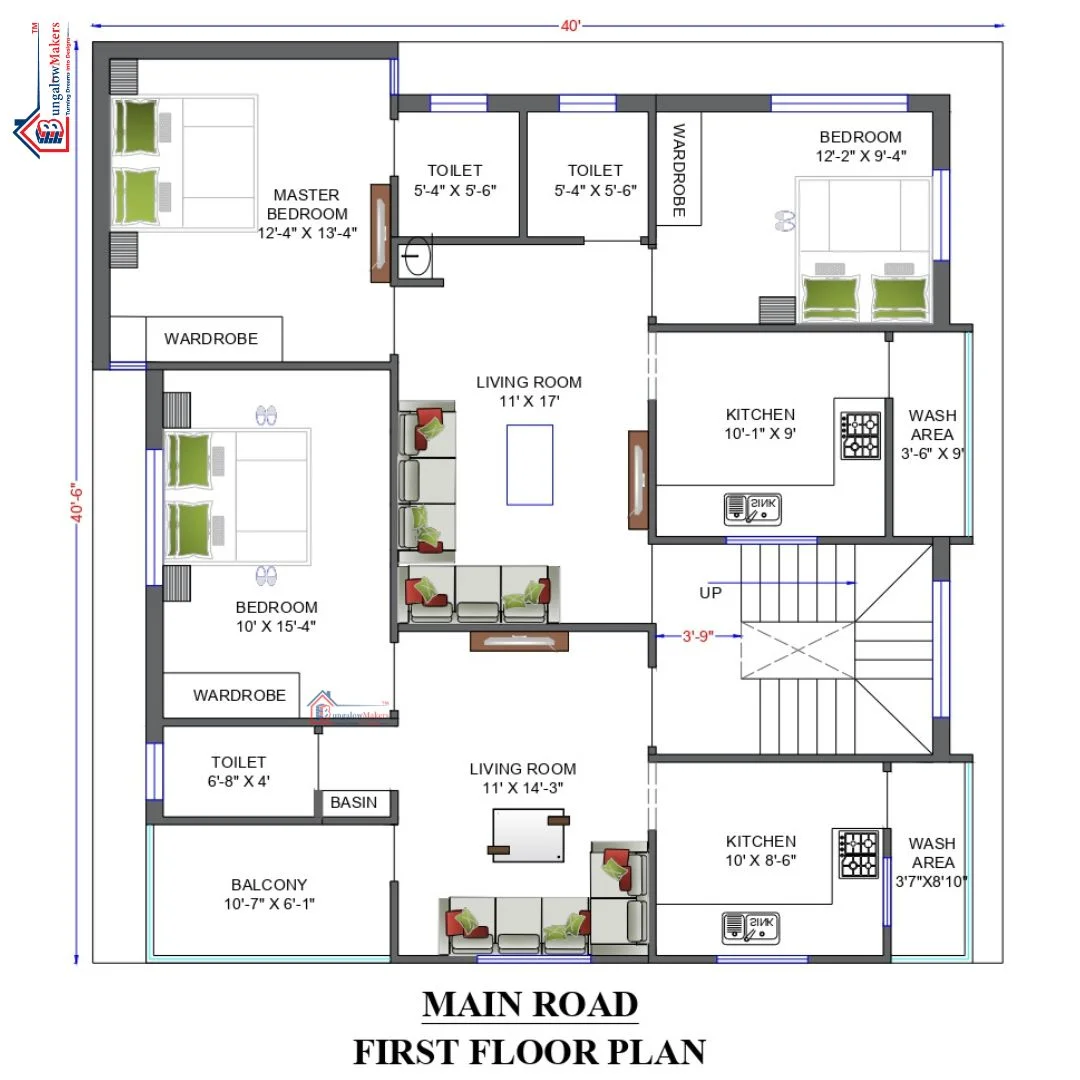 40x40 House Floor Plan