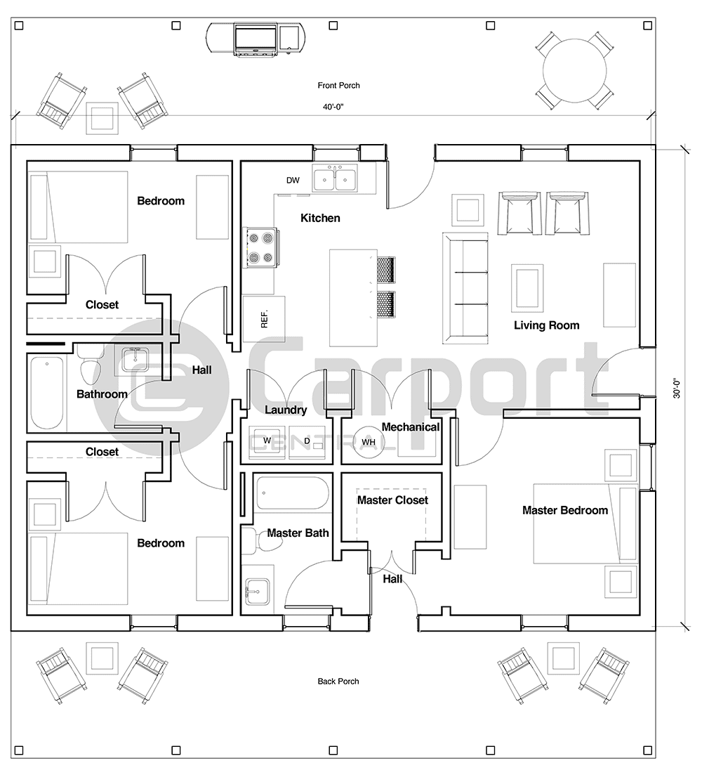 40x52x12 Floor Plan