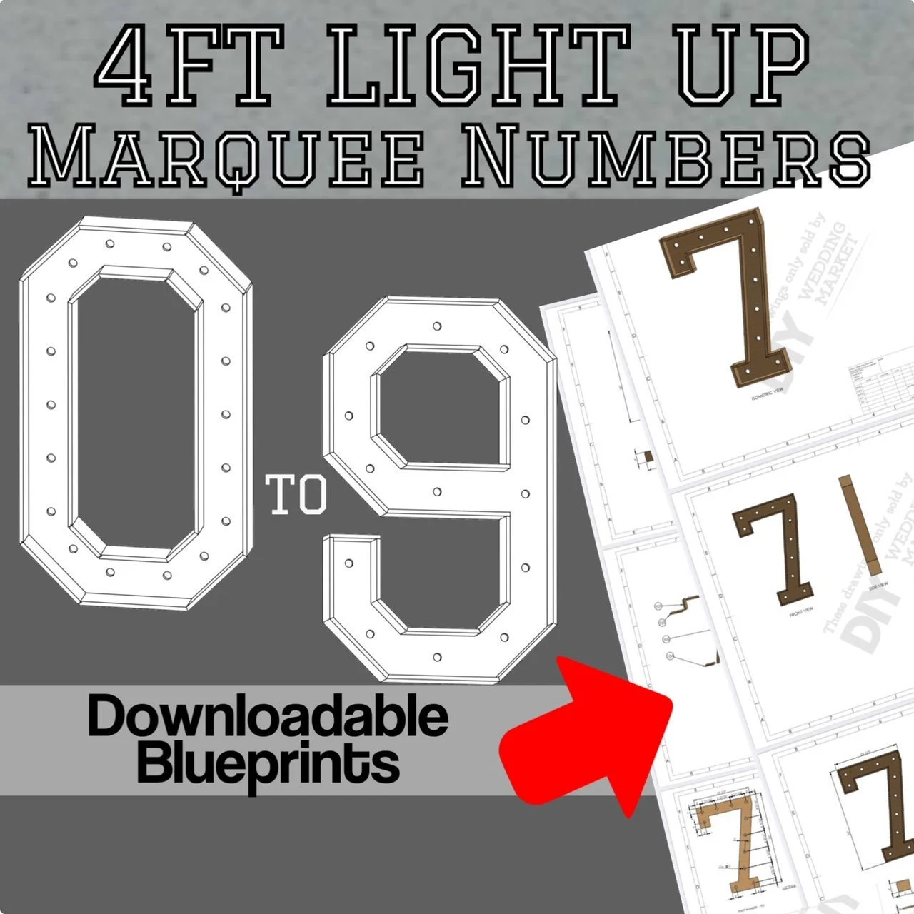 4ft Build Marquee Numbers 0 9 Diy Wood