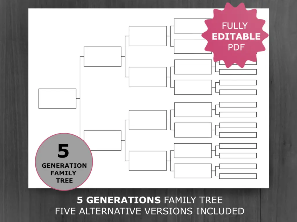 5 Generation Family Tree Chart Printable