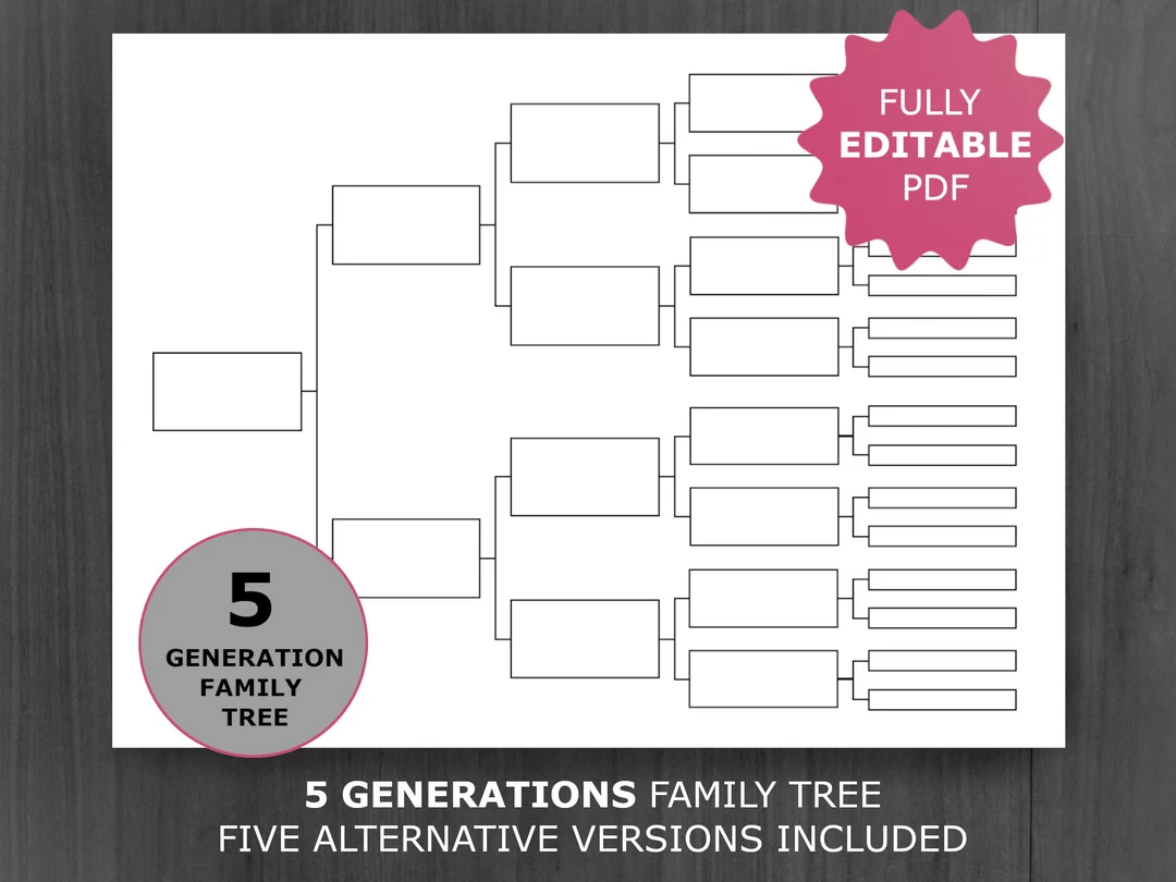 5 Generation Family Tree Chart Printable 5 Generation Family Tree Chart Printable