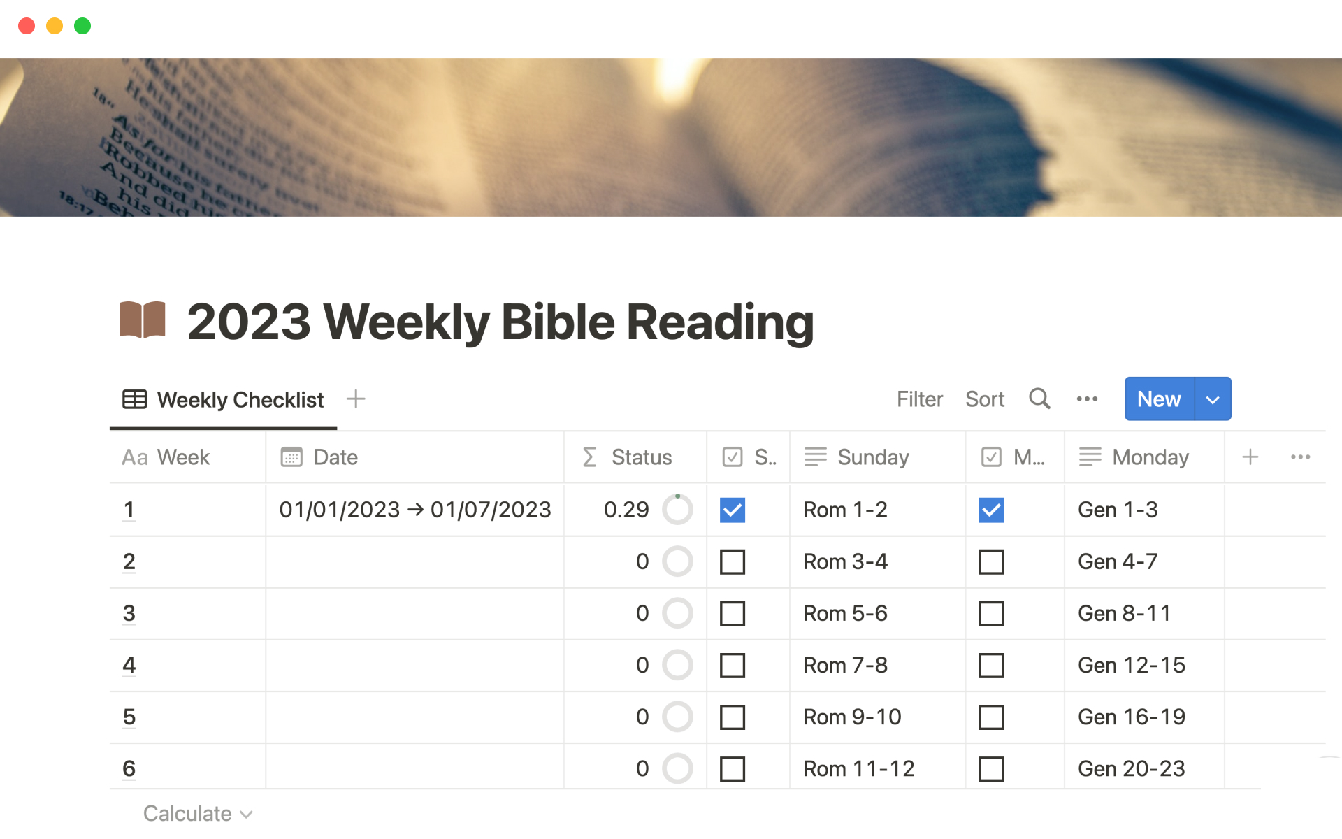 52 Week Bible Reading Plan
