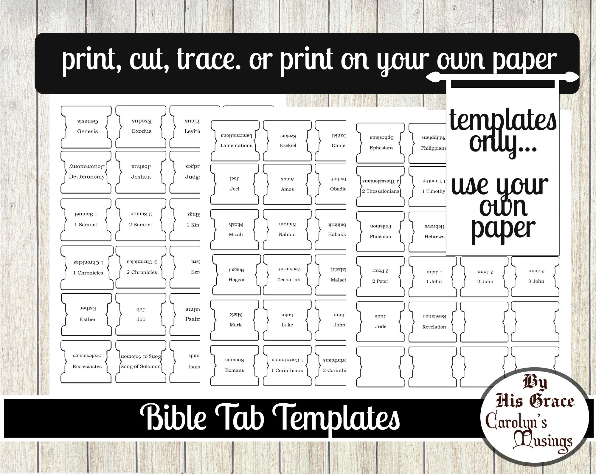 66 Bible Tab Templates Black White