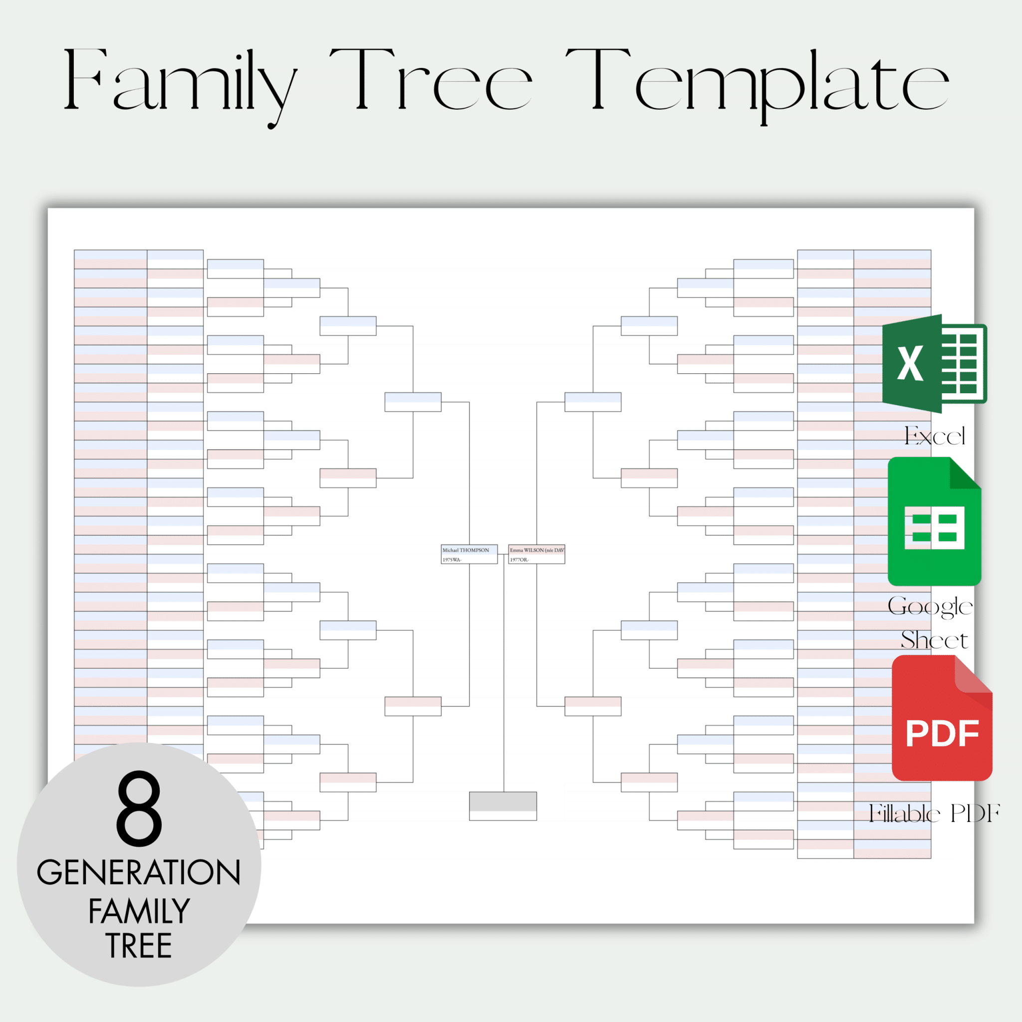 8 Generation Family Tree Template