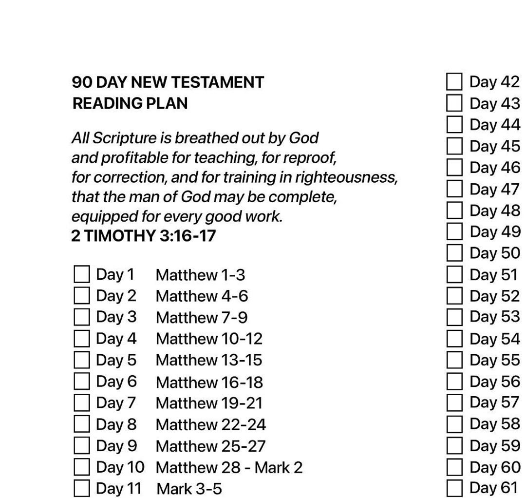 90 Day New Testament Bible Reading Plan