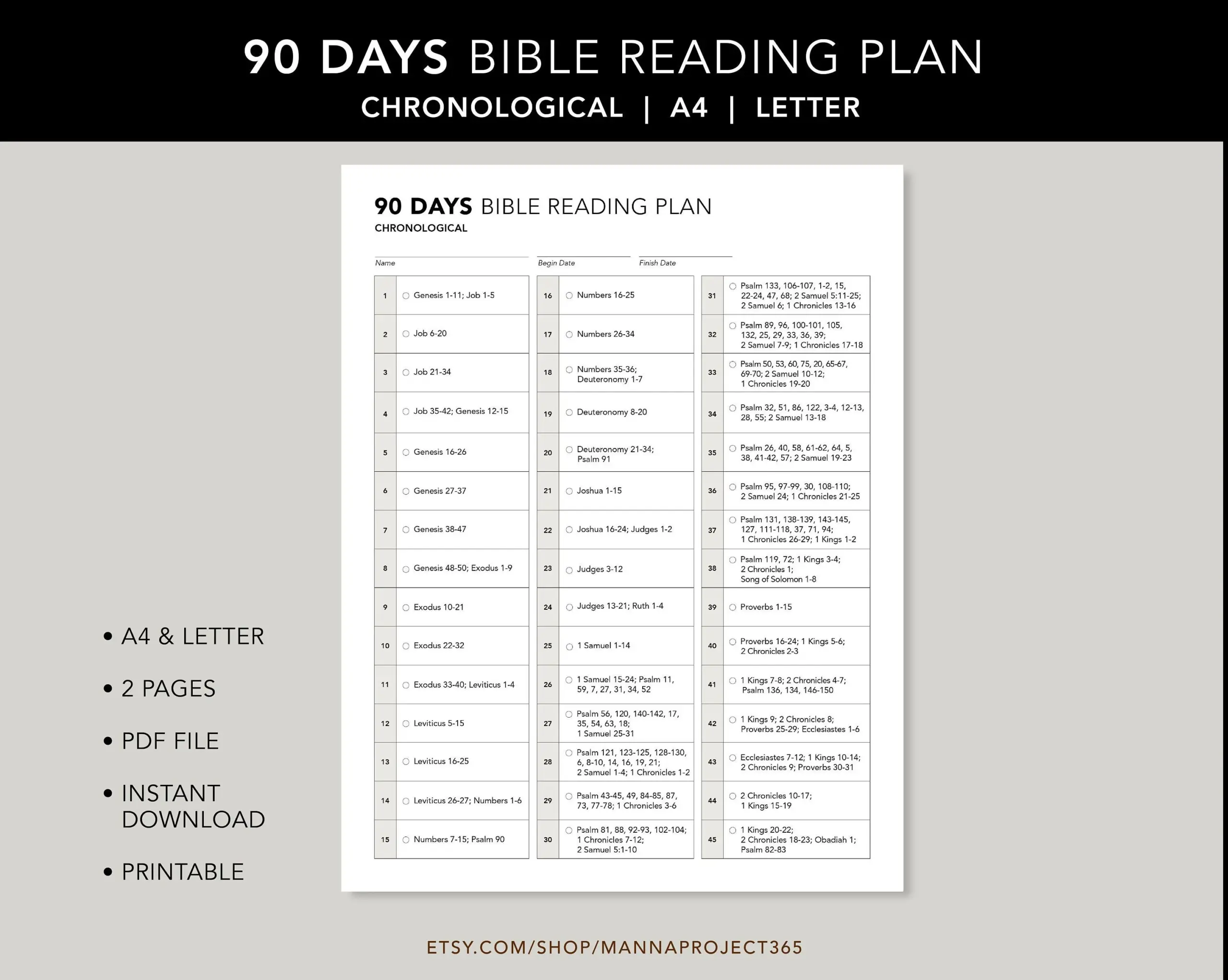 90 Days Chronological Bible Reading Plan
