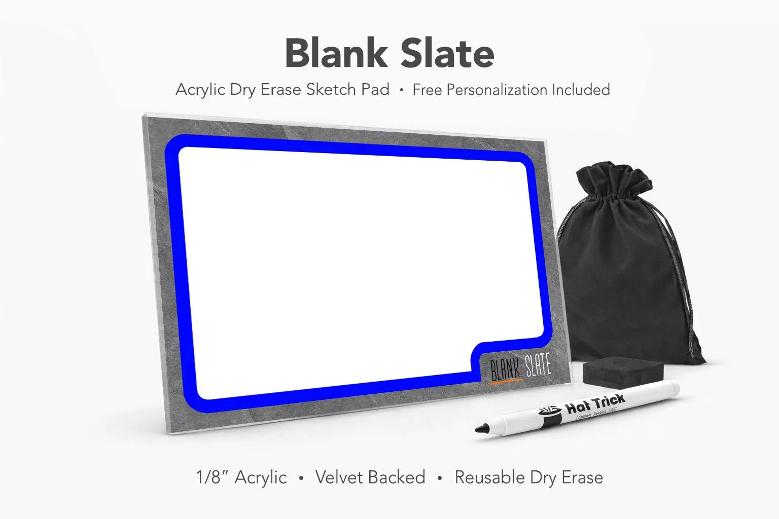 Acrylic Blank Slate Sketch Pad Plaque
