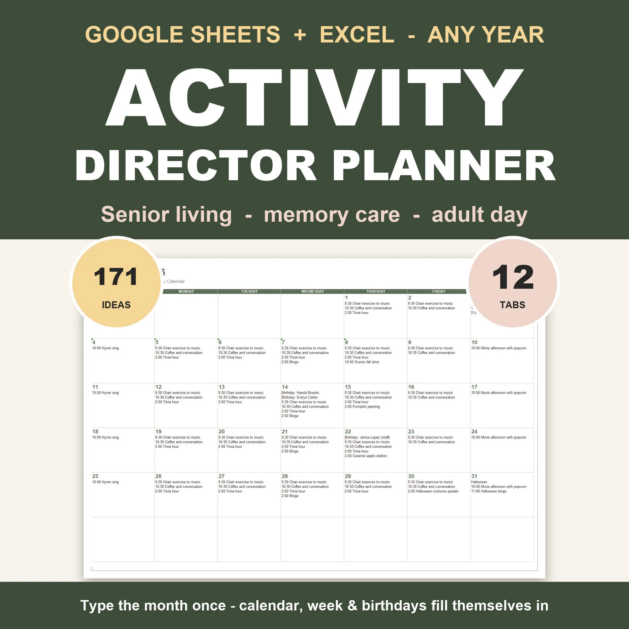 Activity Calendar Template Senior Living