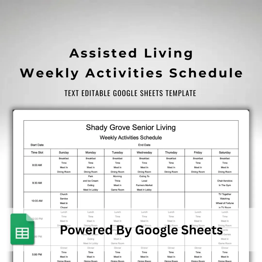 Activity Director Weekly Schedule