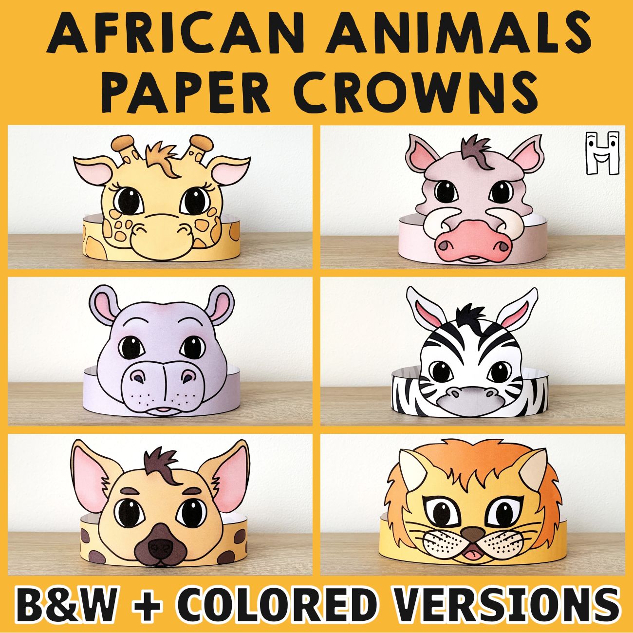 African Animal Crowns Colored For Coloring
