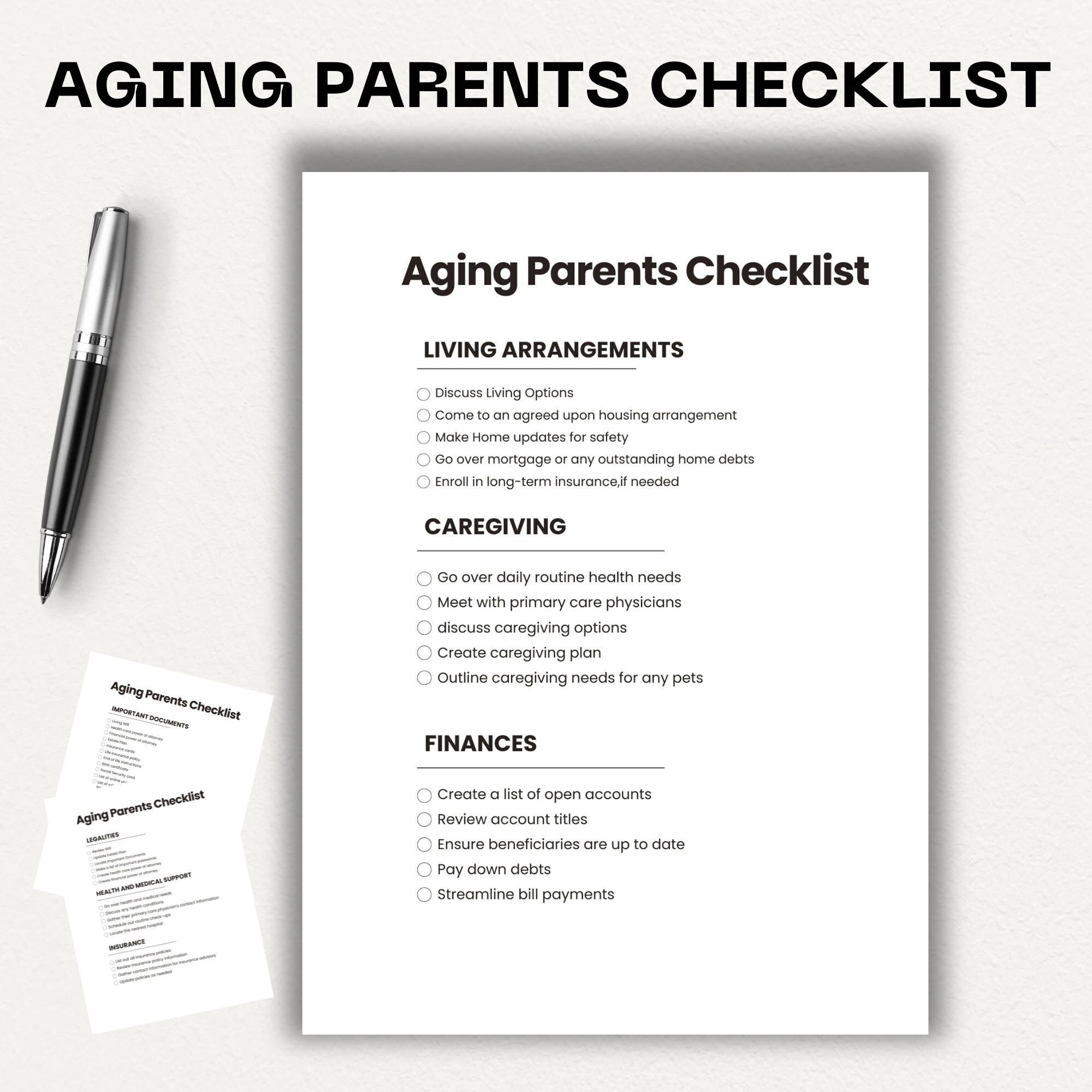 Aging Parents Checklist Printable