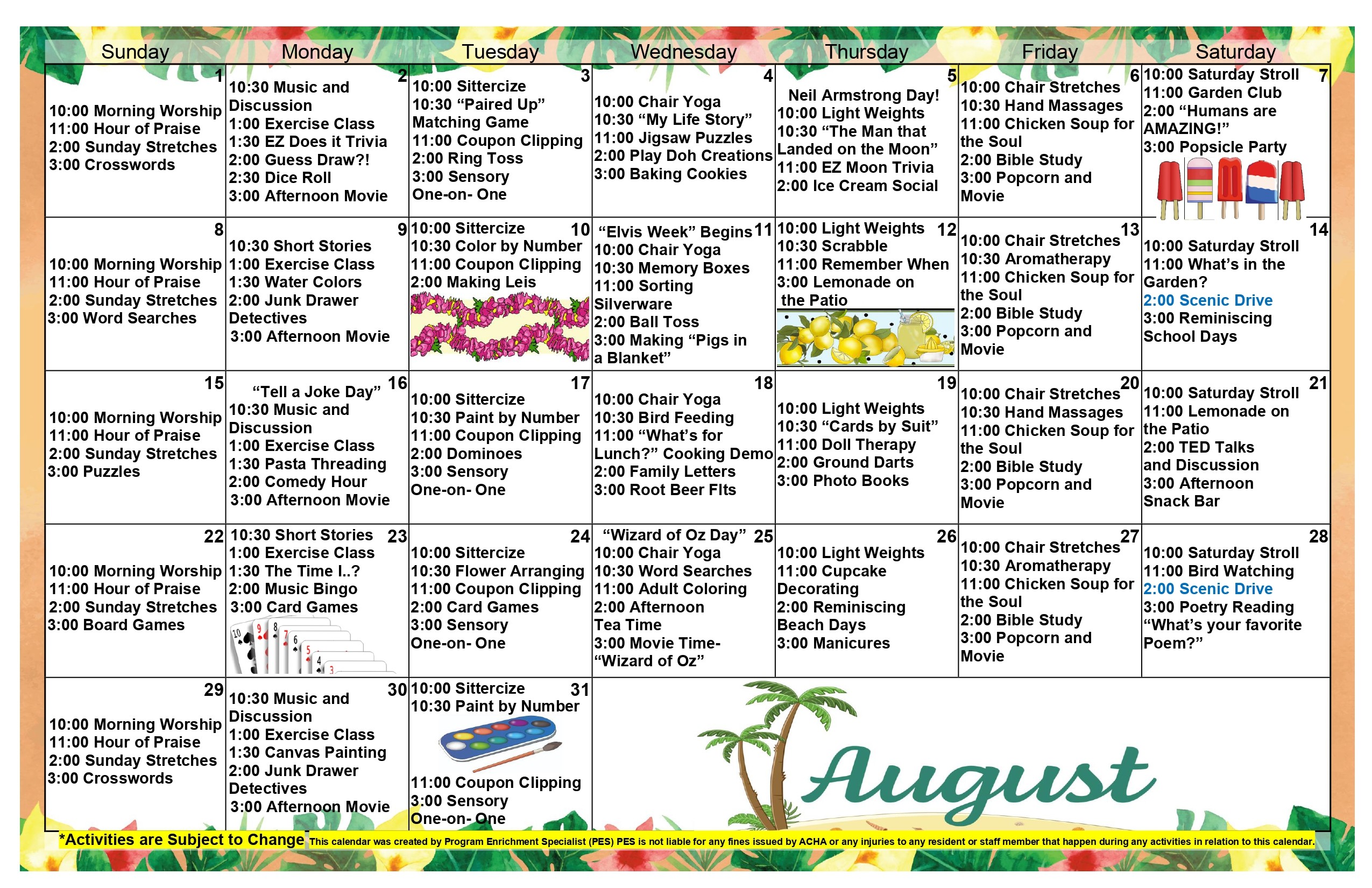 Alf Boss Resident Activity Calendar Subscriptions