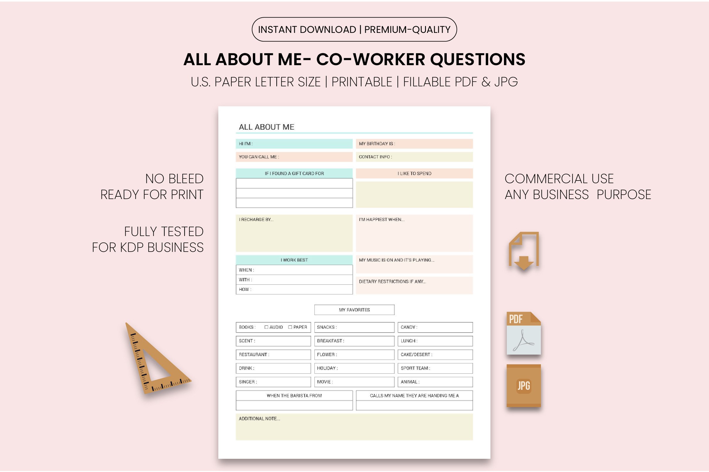 All About Me Co Worker Questions Sheet