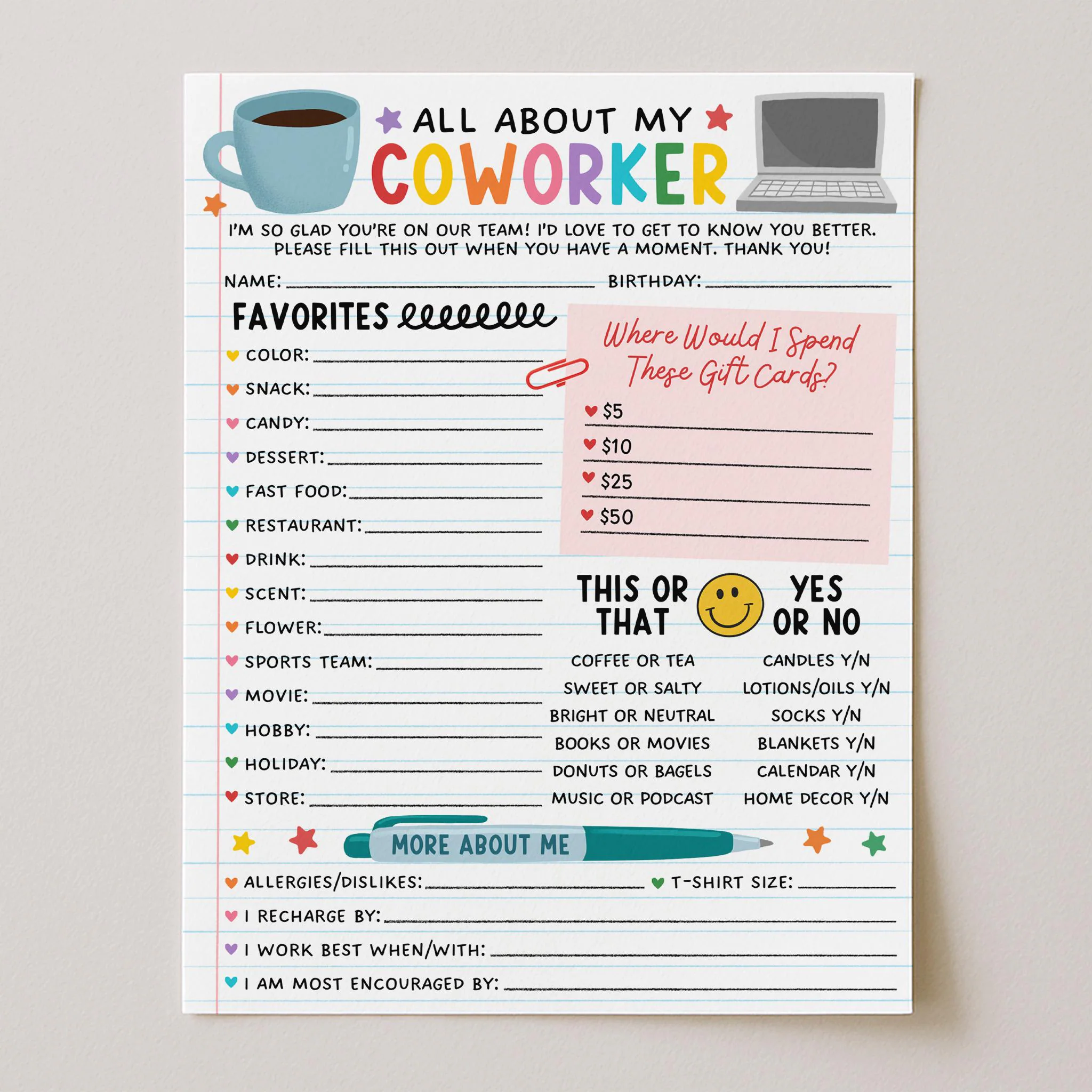 All About Me Employee Editable All About Me Employee Editable