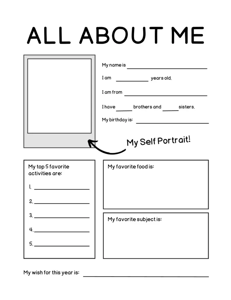 All About Me Worksheet Pdf Download