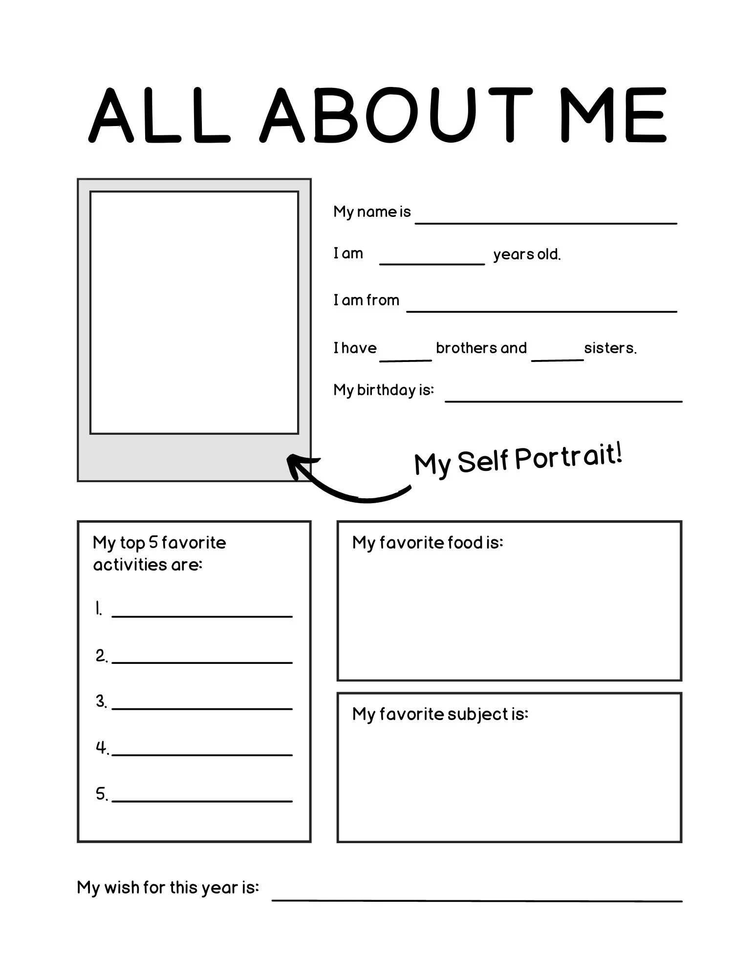All About Me Worksheet Pdf Download