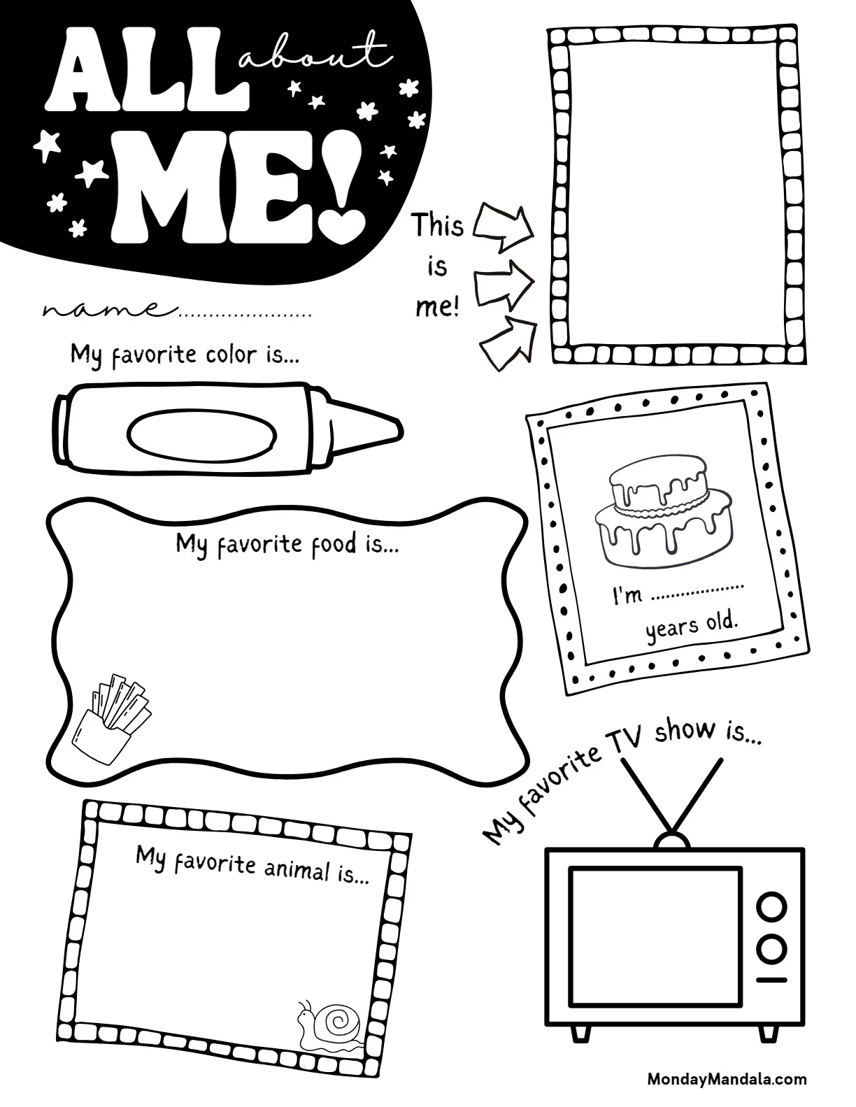 All About Me Worksheets