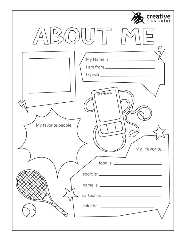 All About Me Worksheets