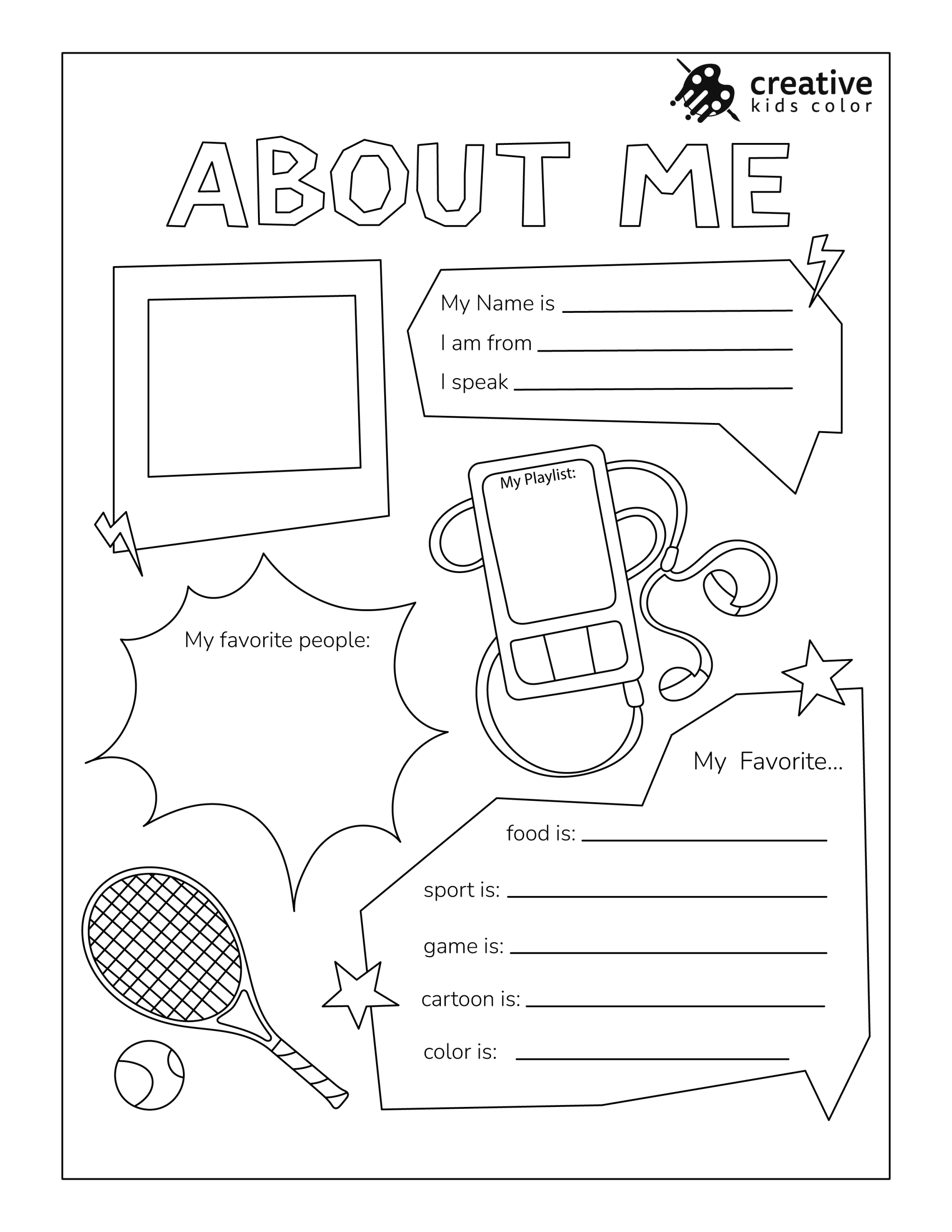 All About Me Worksheets