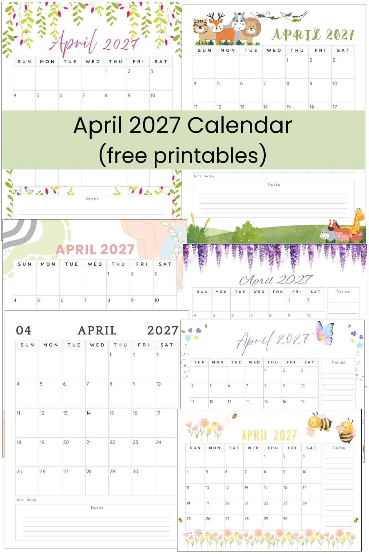 April 2027 Calendar Free Printable