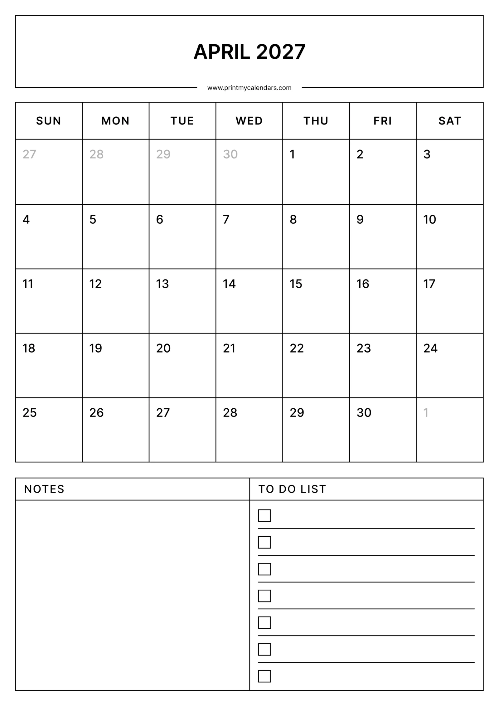 April Calendars