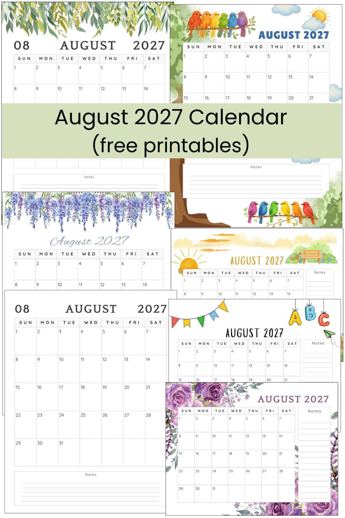 August 2027 Calendar Free Printable