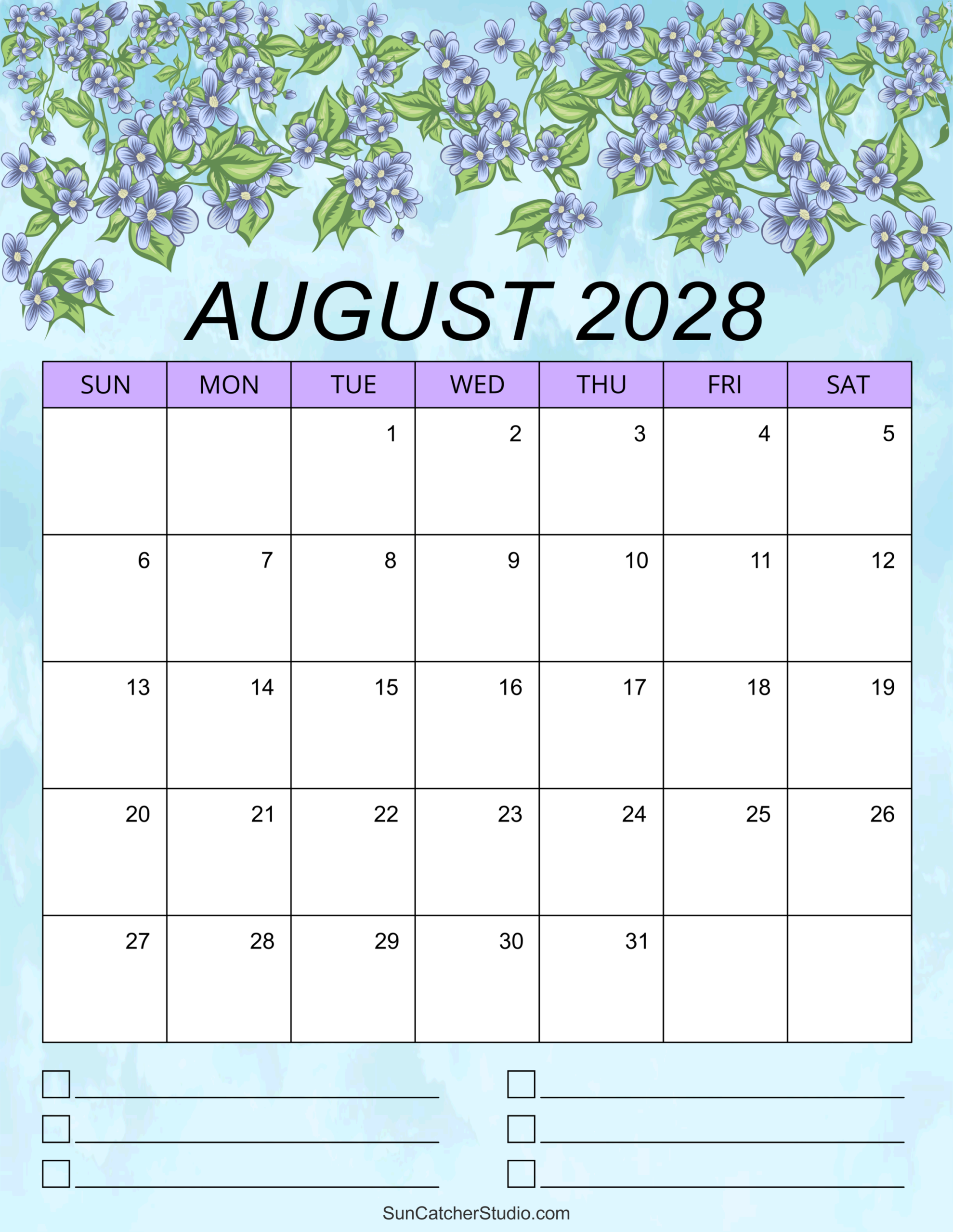 August 2028 Calendar
