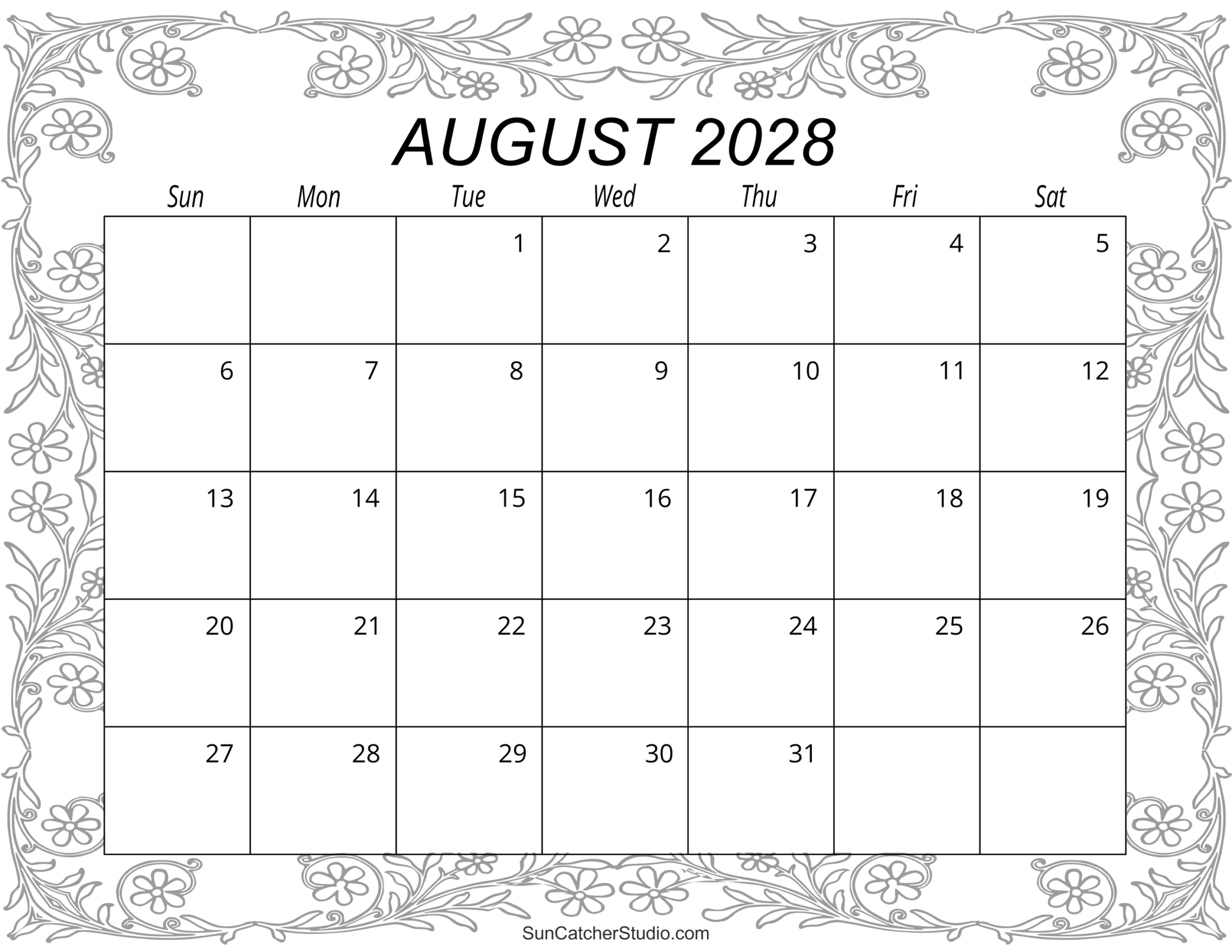 August 2028 Calendar