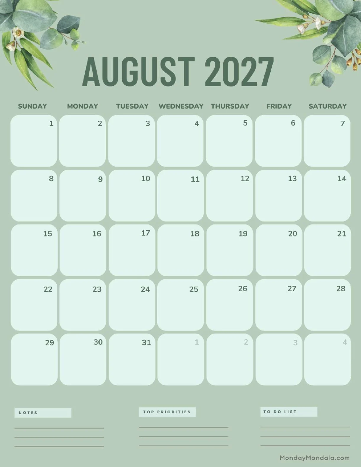 August Calendar