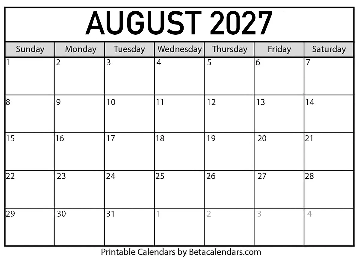 August Calendar