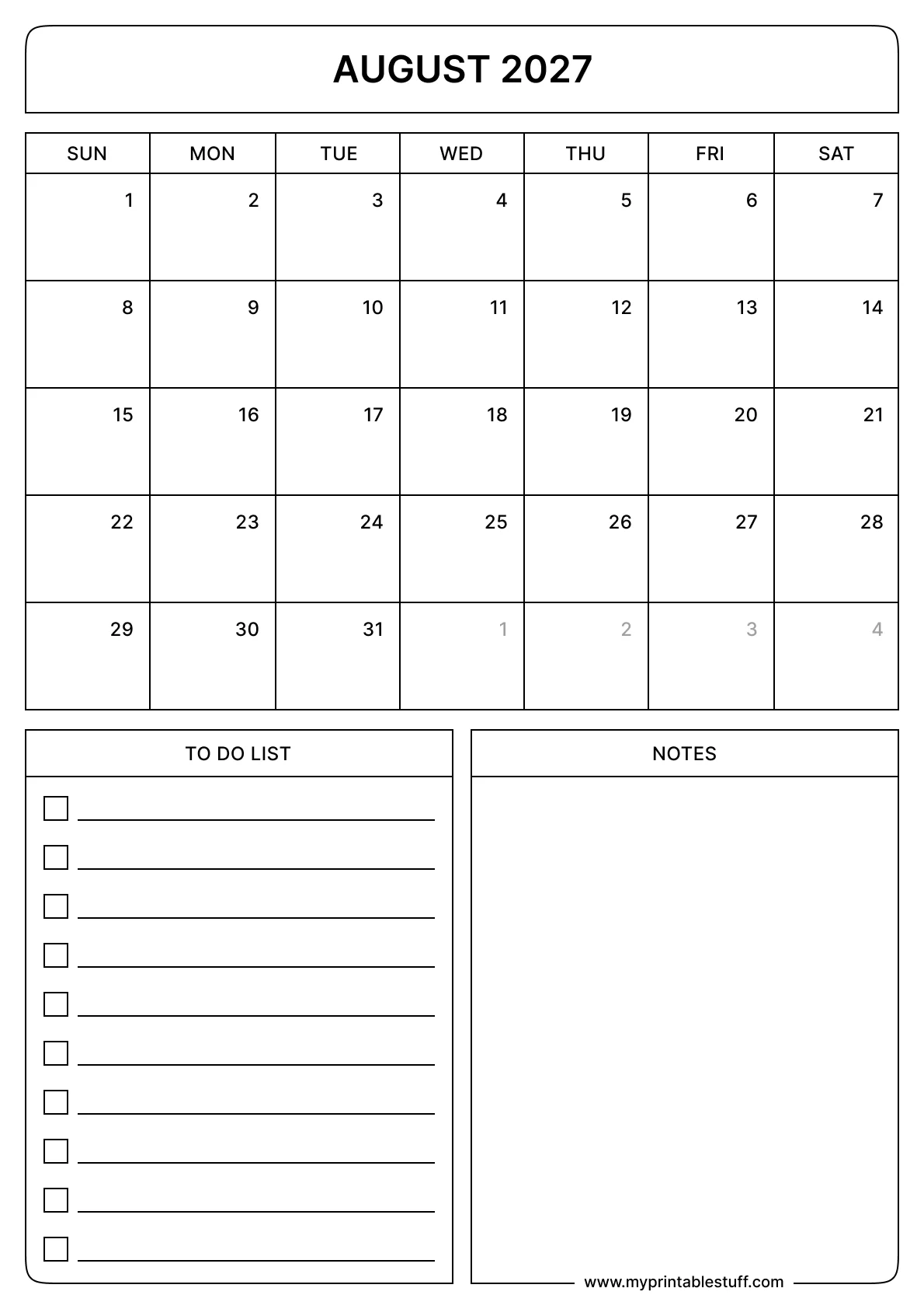 August Calendars August Calendars