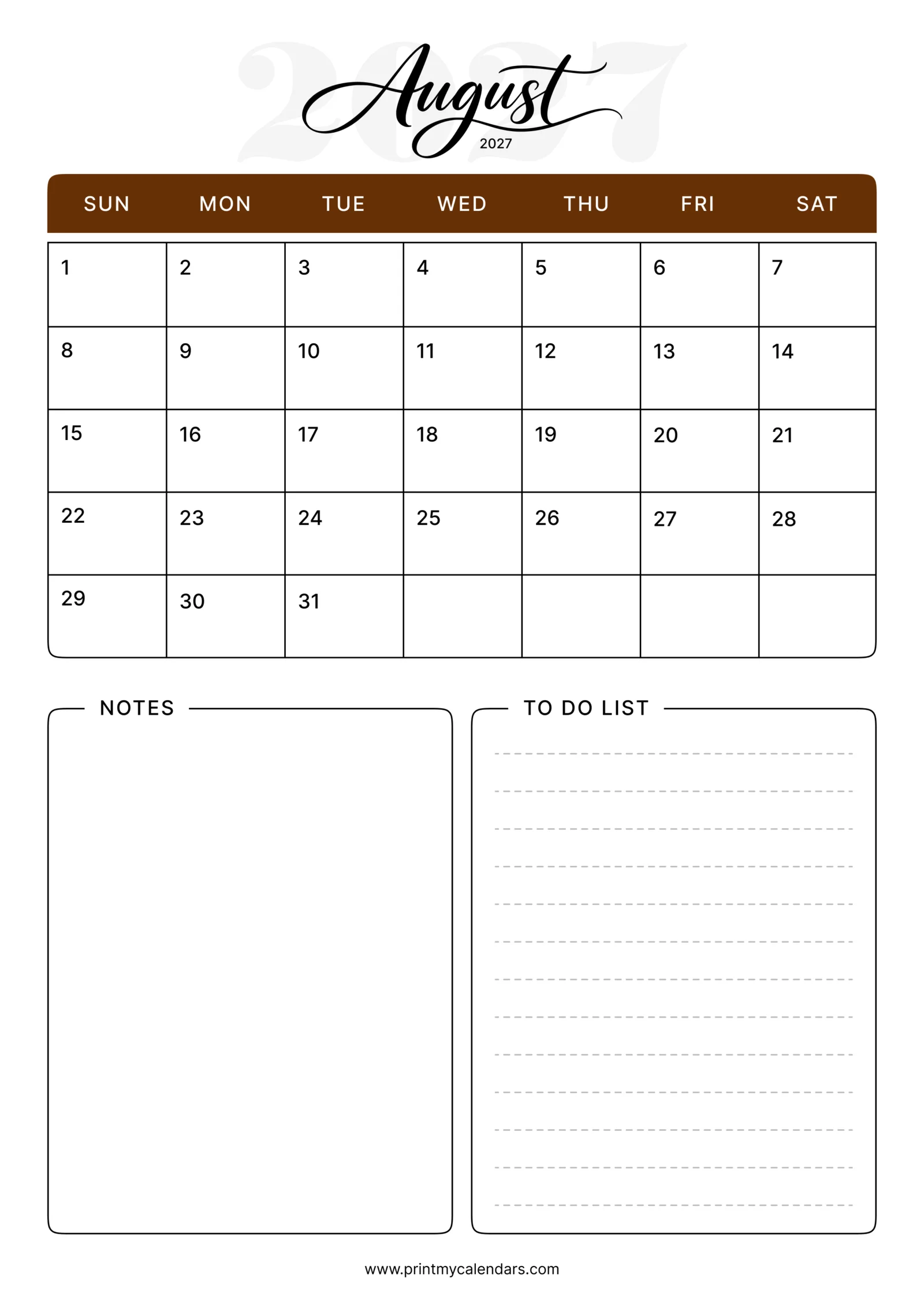 August Calendars