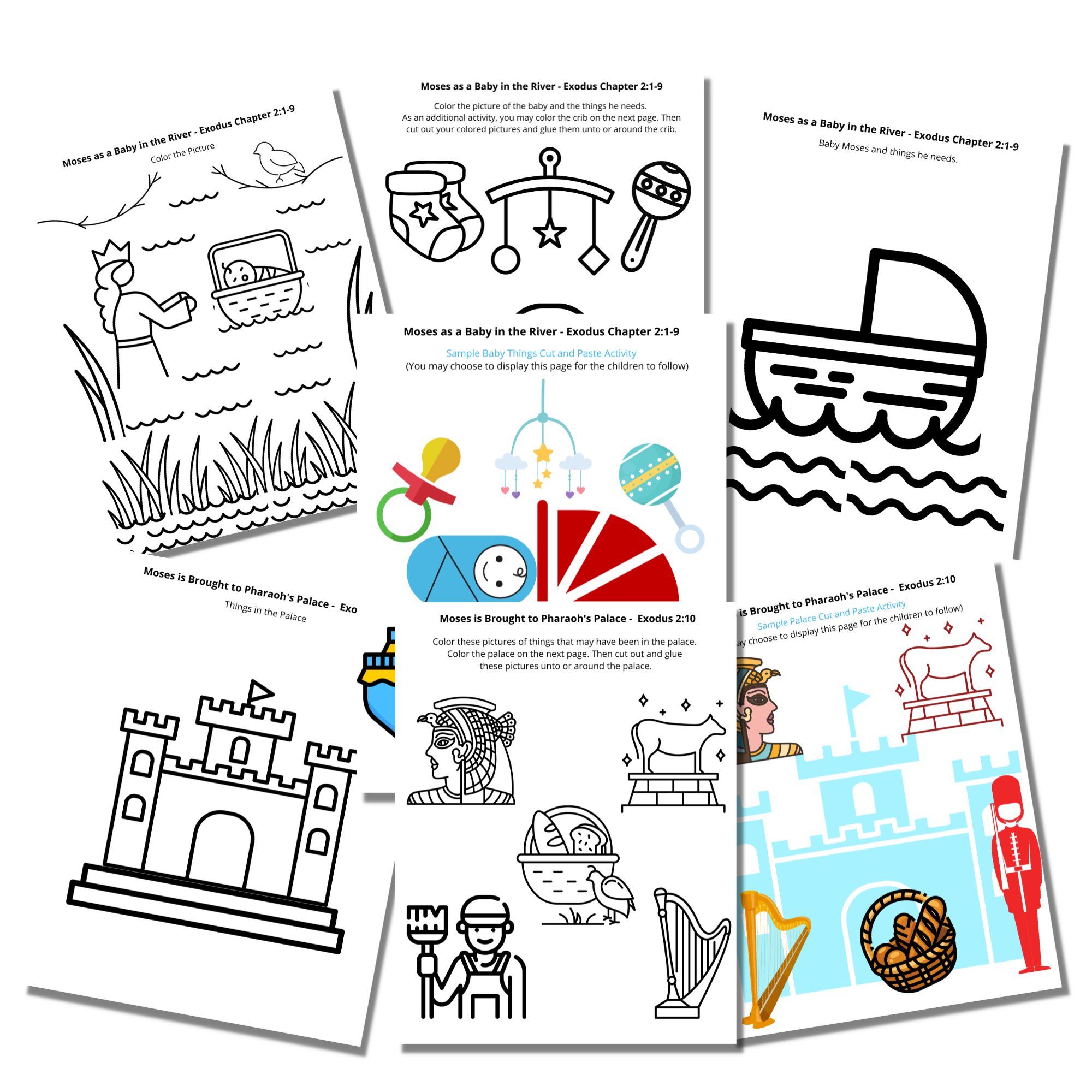 Baby Moses Coloring Pages Moses Cut Paste Activities