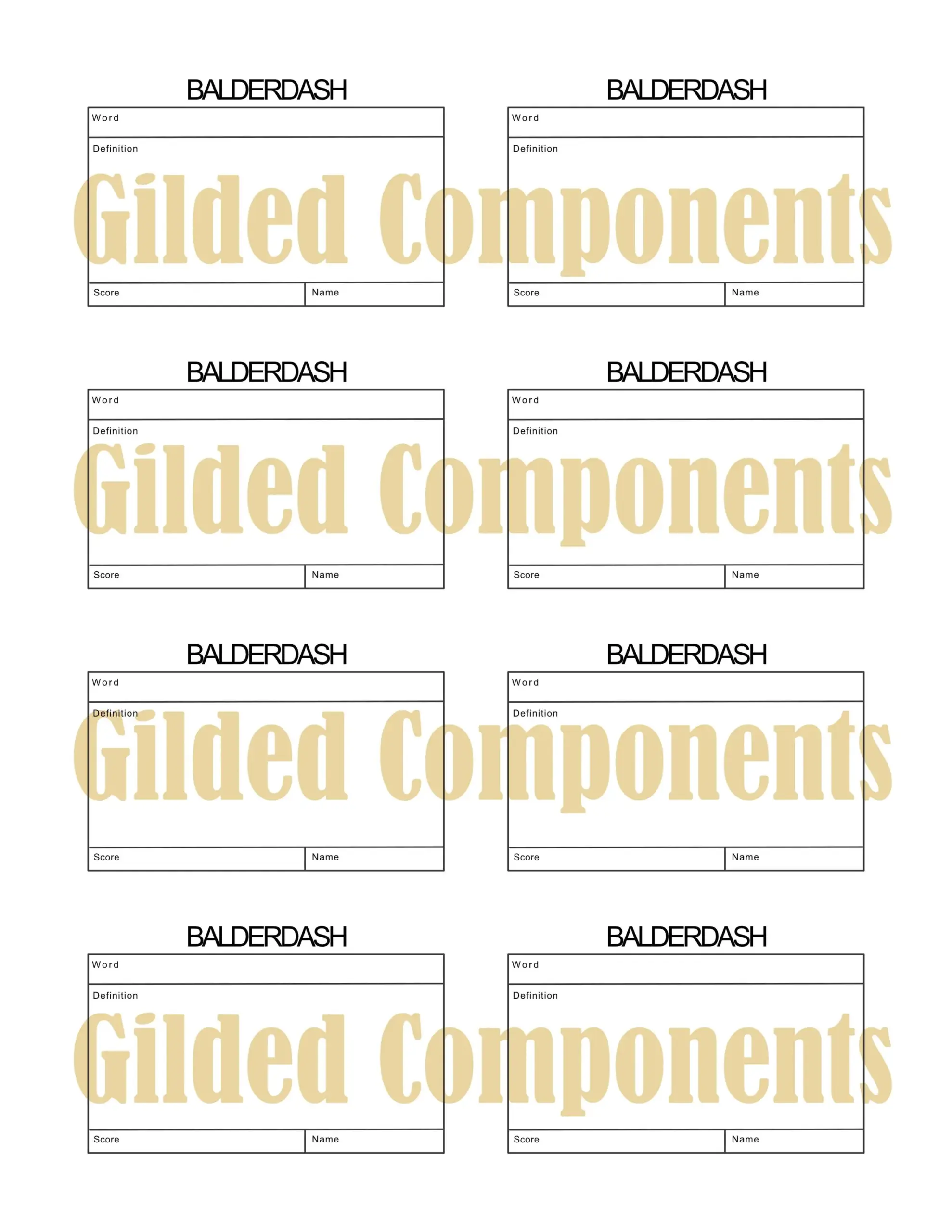 Balderdash Extra Scoreword Cards Digital