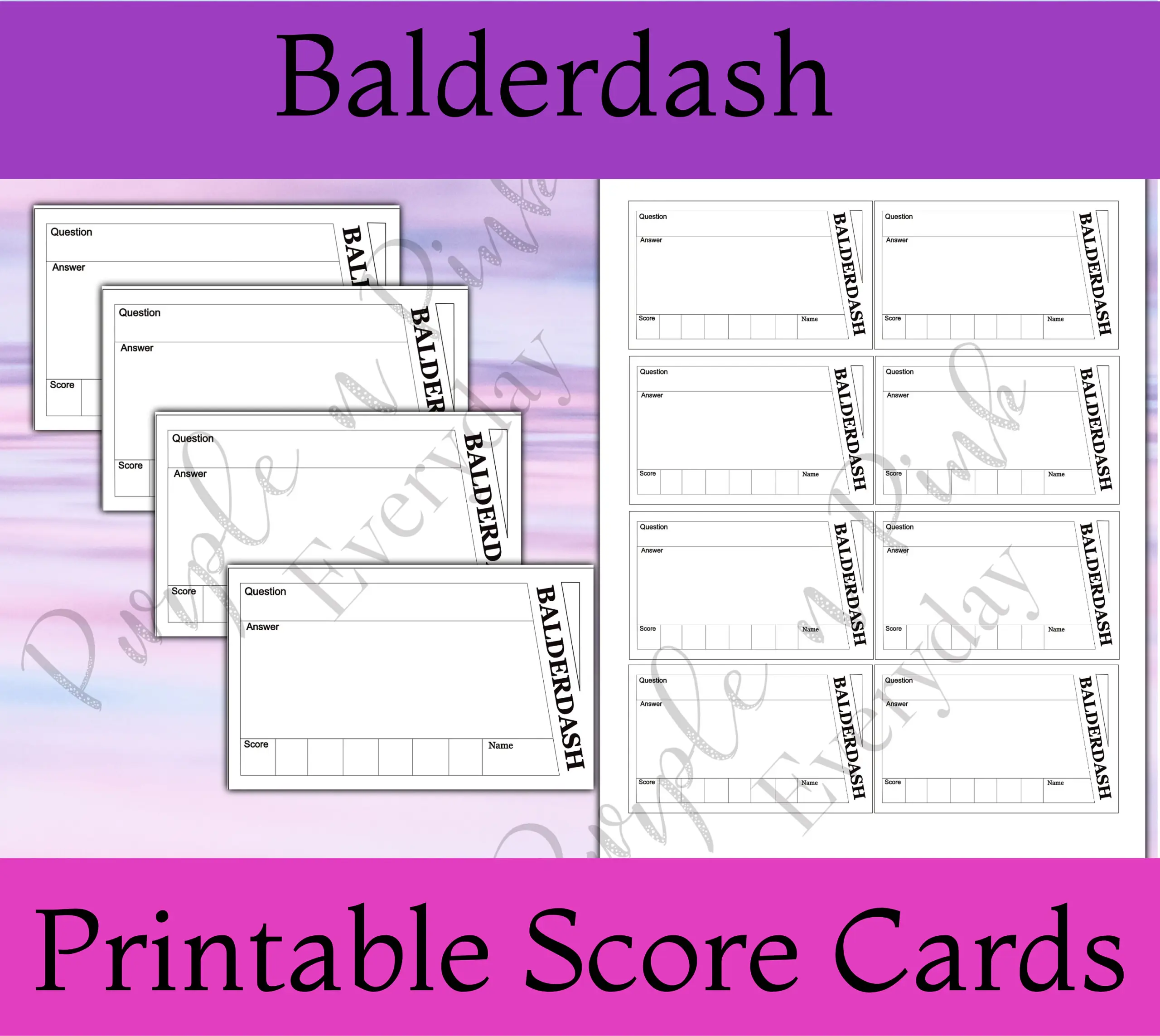 Balderdash Score Cards Printable