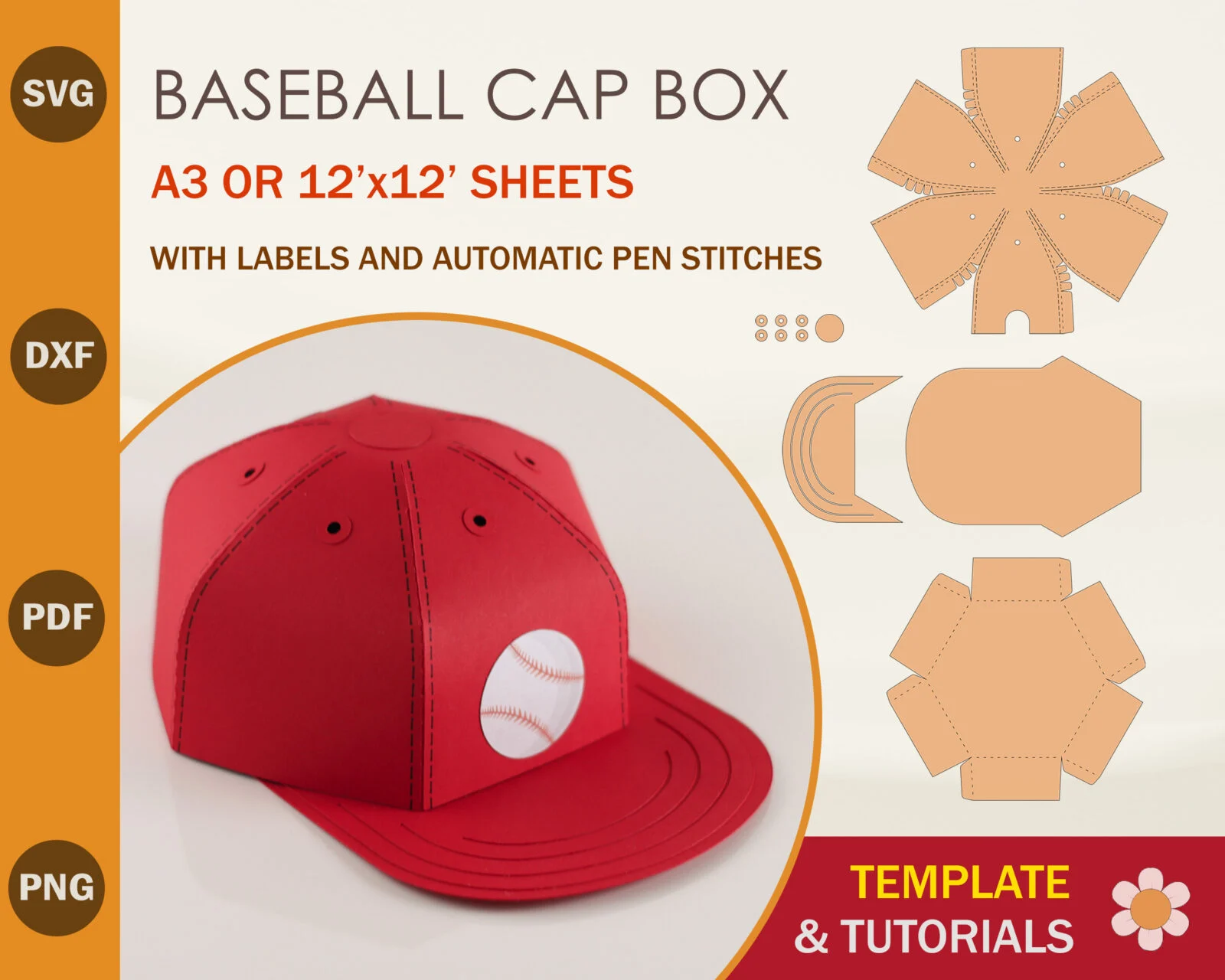Baseball Cap Box Template