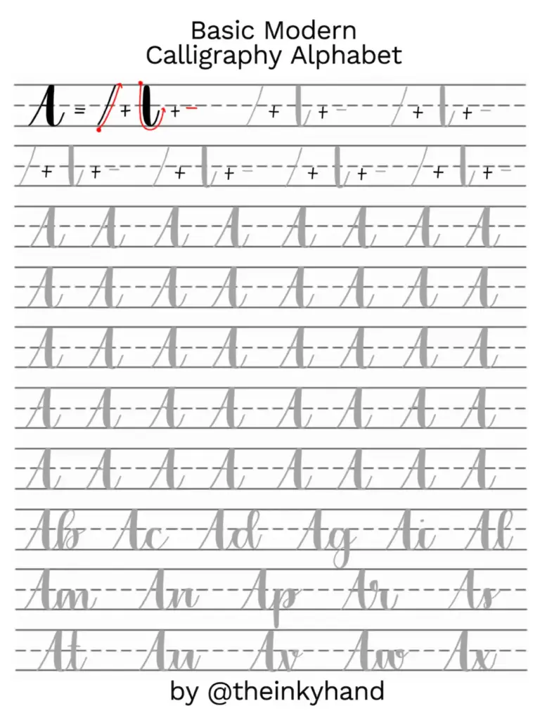 Basic Modern Calligraphy Practice Sheets