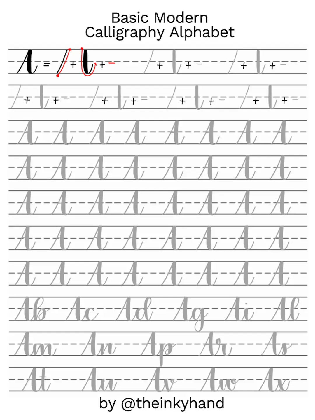 Basic Modern Calligraphy Practice Sheets