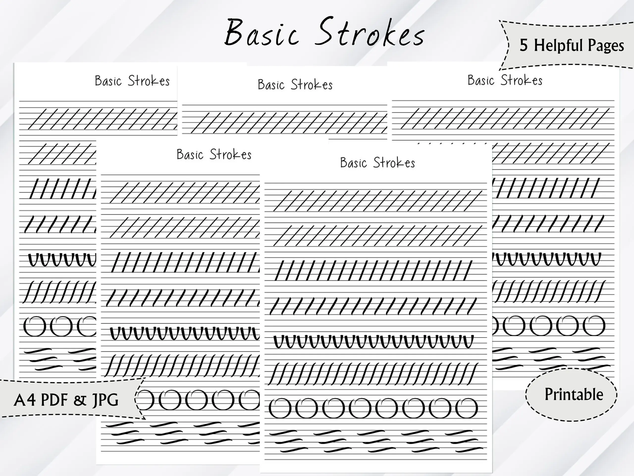 Basic Strokes Handwriting Practice Sheet
