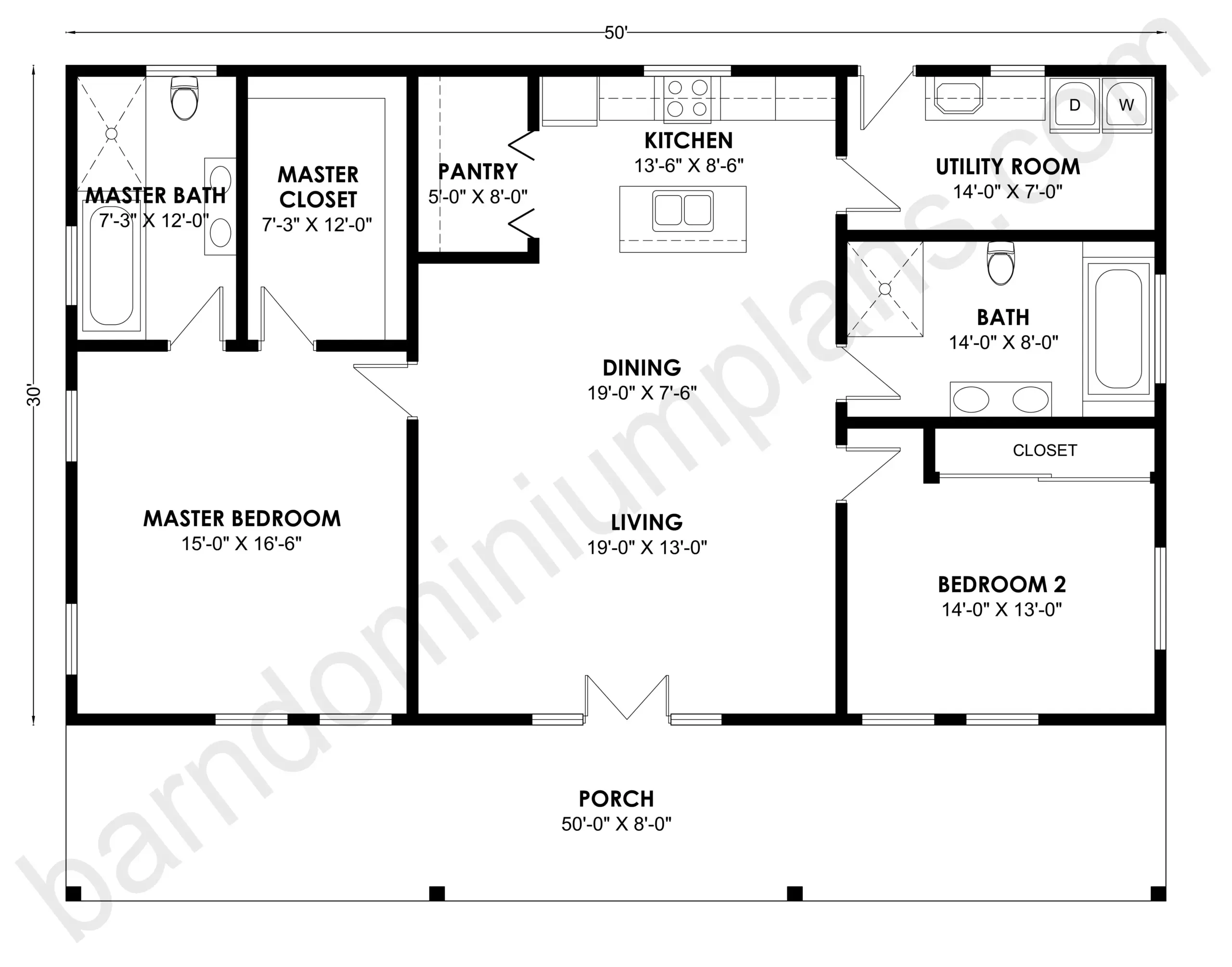 Bco 40121 Barndominium House Plan