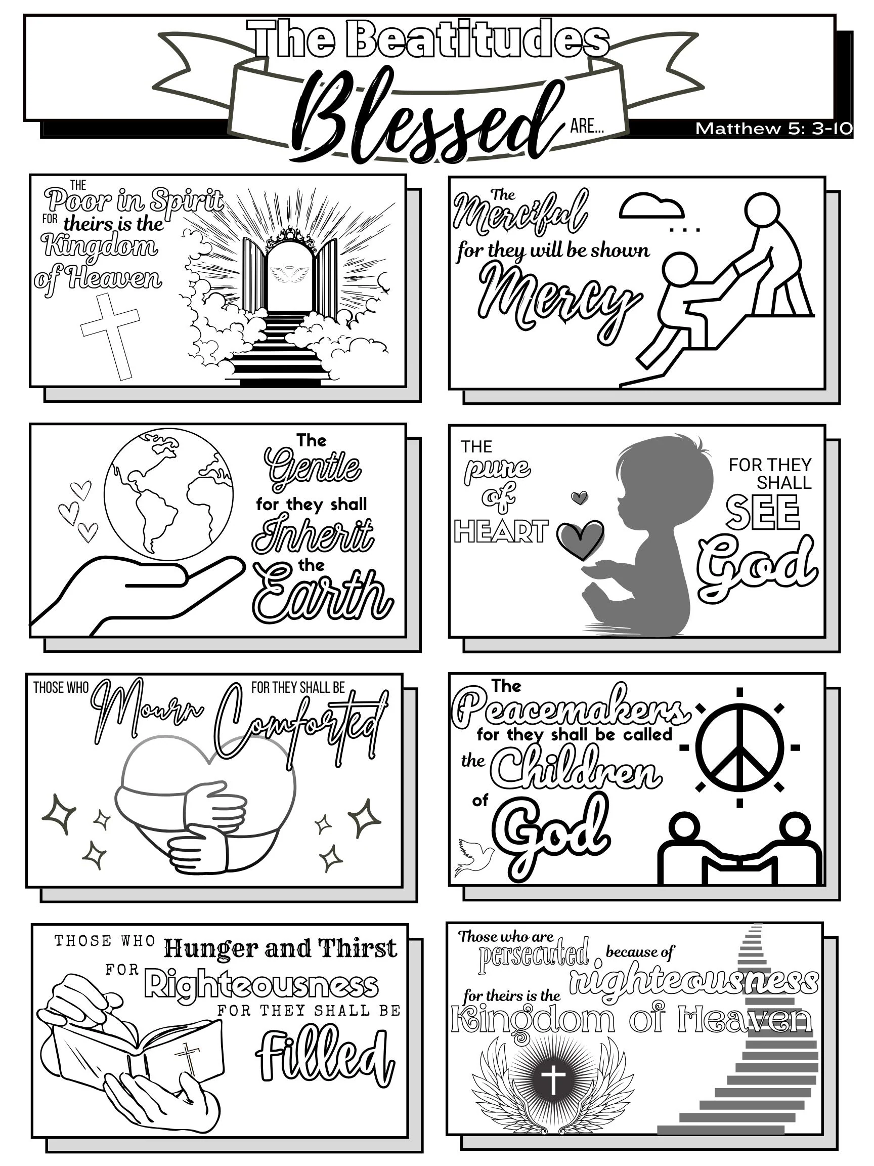 Beatitudes Coloring Worksheet Church